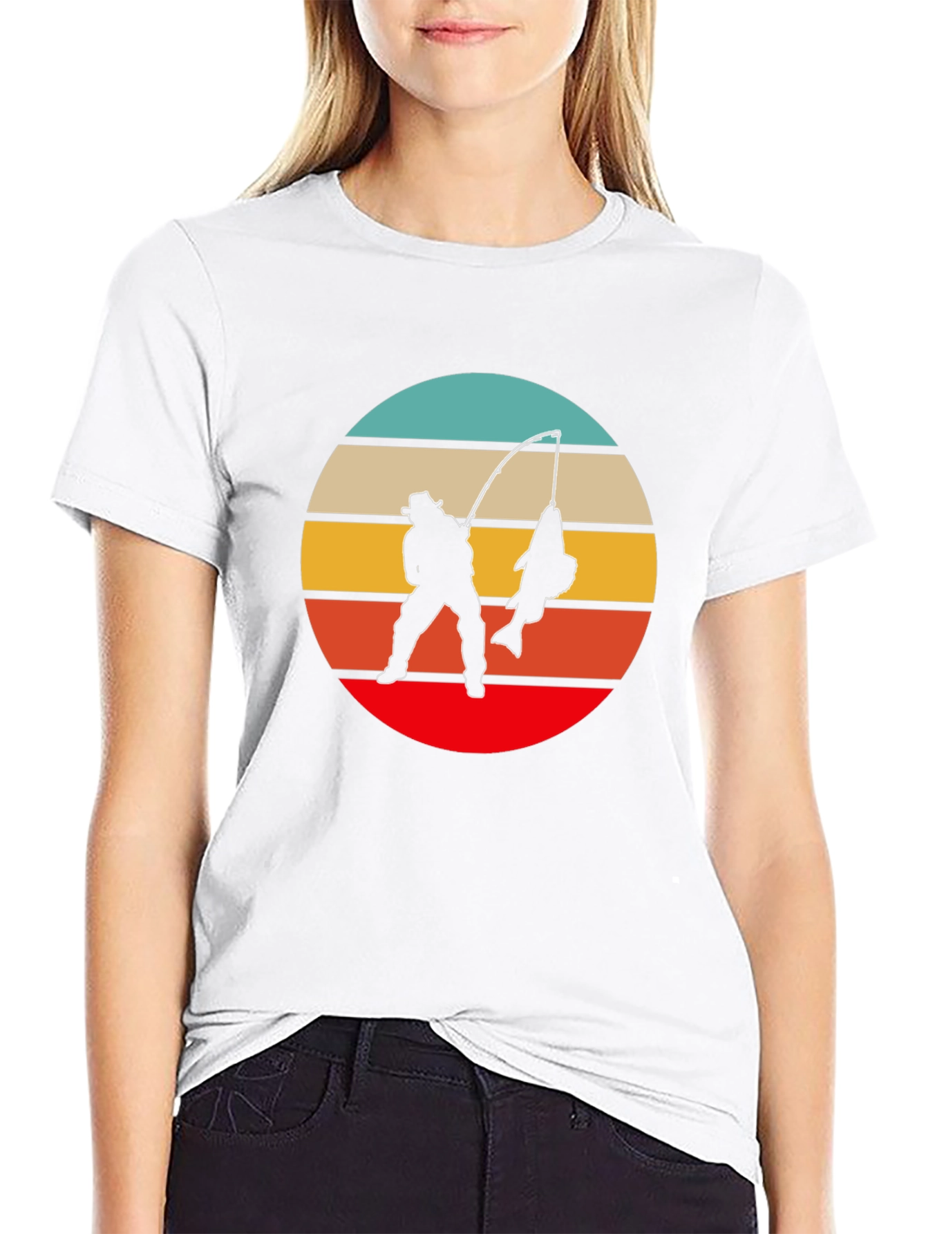 Retro Fishing T-Shirt - Fisherman Silhouette Design