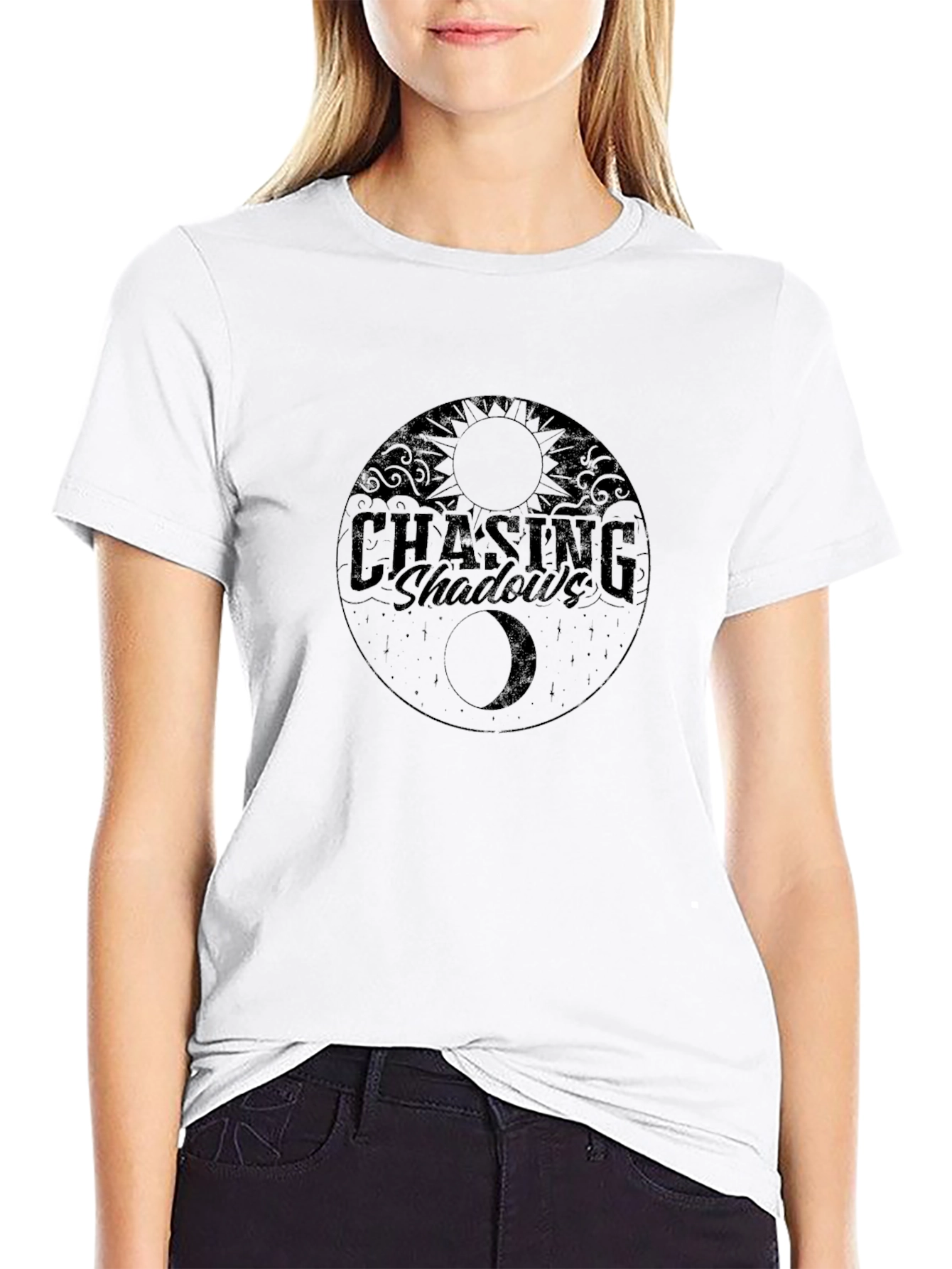 Chasing Shadows Graphic Tee - Black Casual Shirt