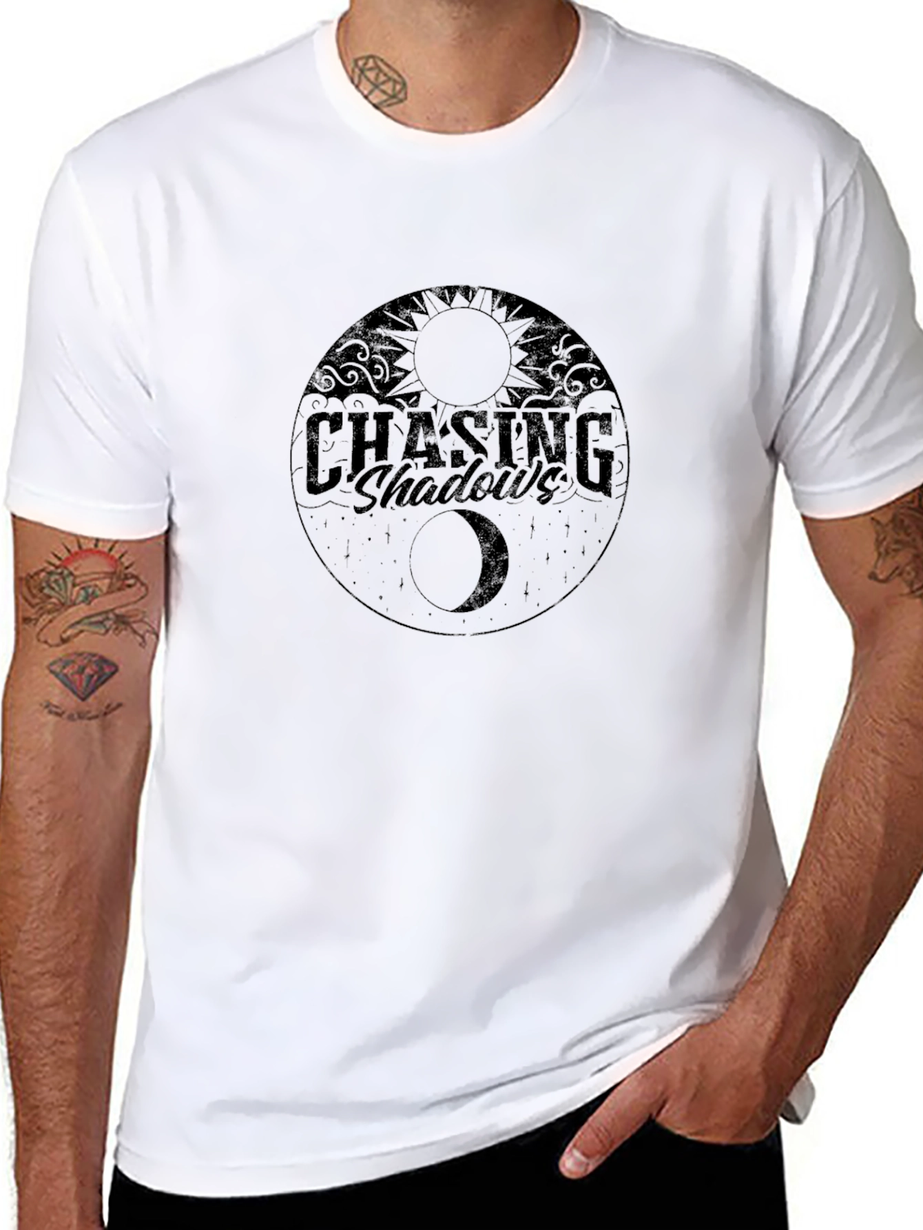 Chasing Shadows Graphic Tee - Black Casual Shirt