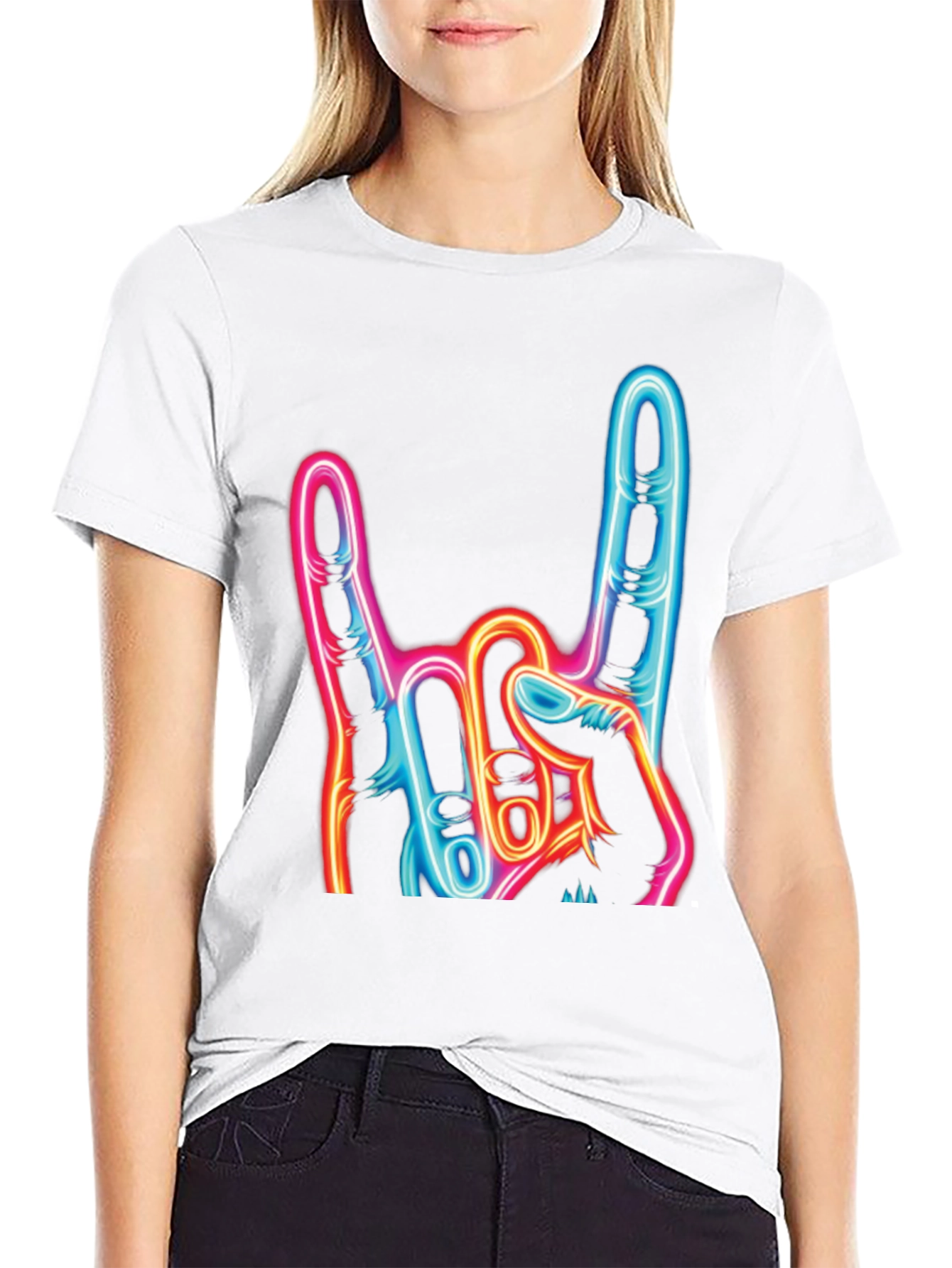 Rock On Neon Graphic T-Shirt
