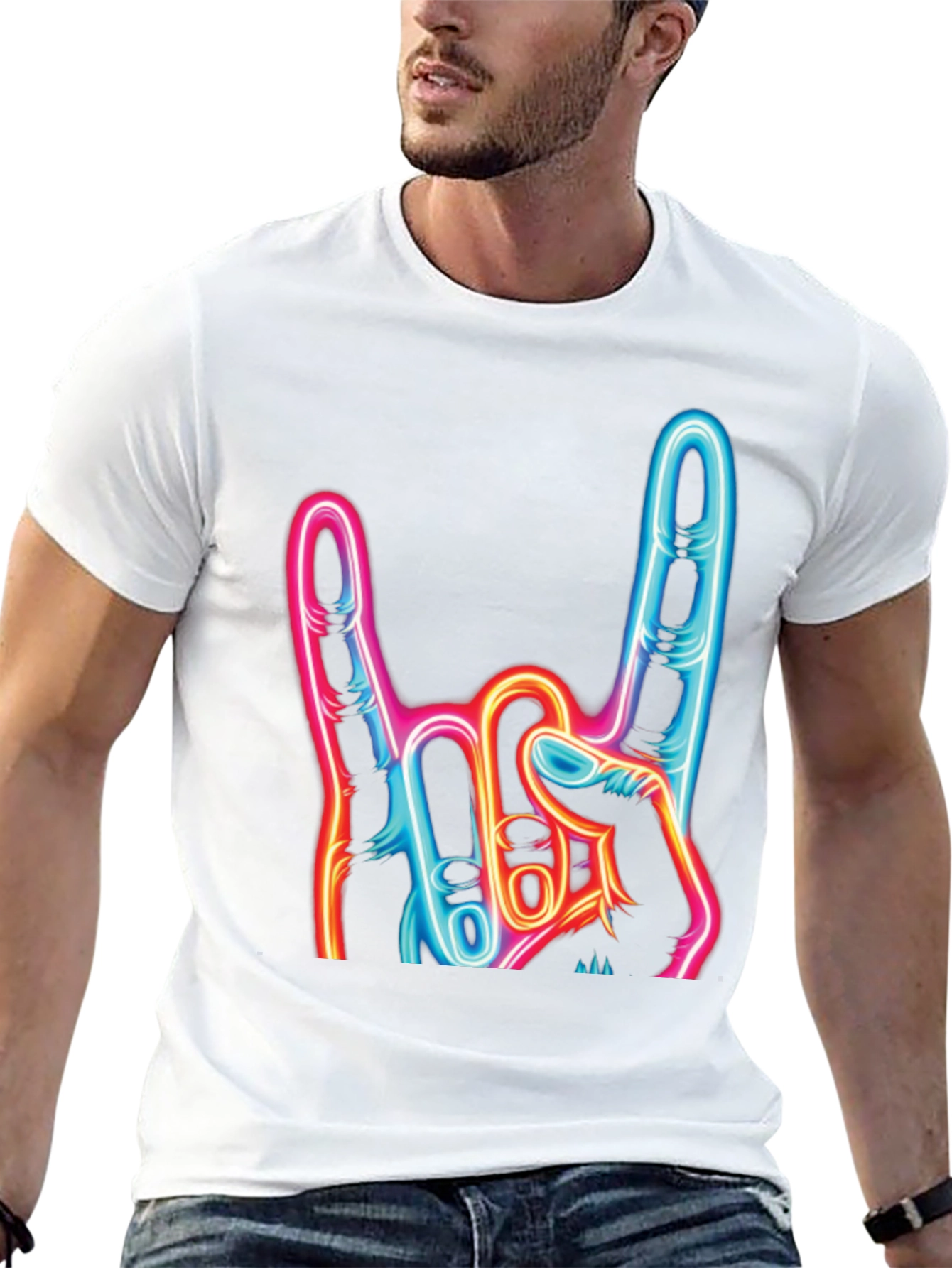 Rock On Neon Graphic T-Shirt