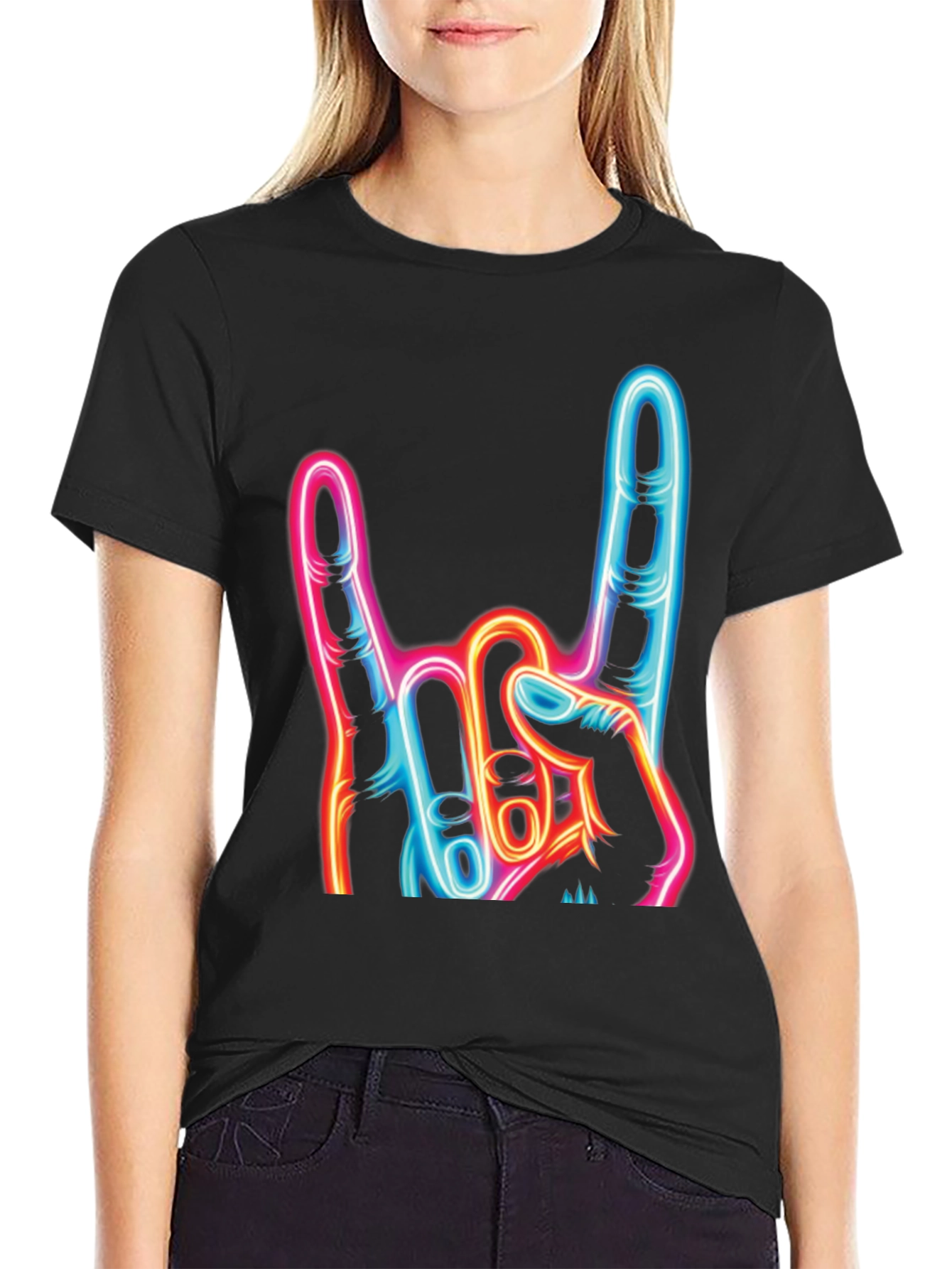 Rock On Neon Graphic T-Shirt
