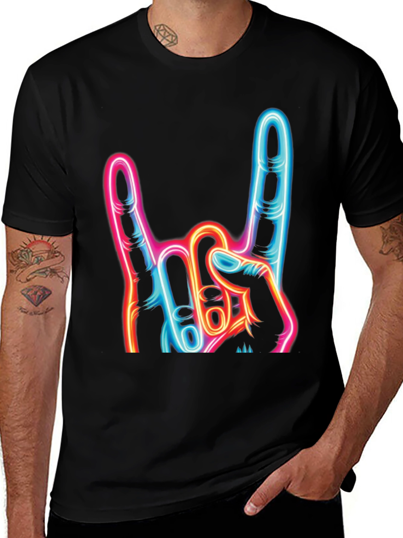 Rock On Neon Graphic T-Shirt