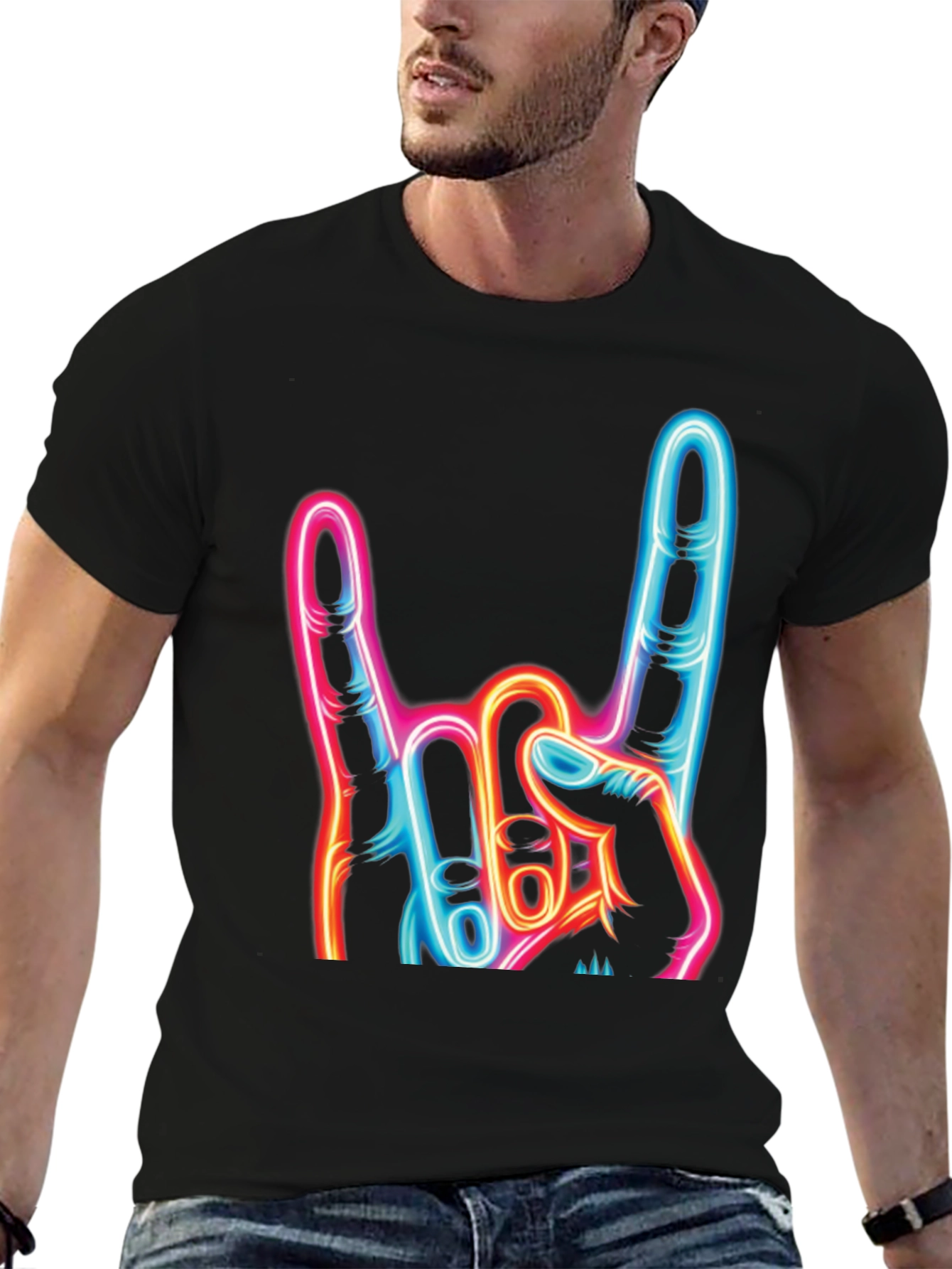 Rock On Neon Graphic T-Shirt