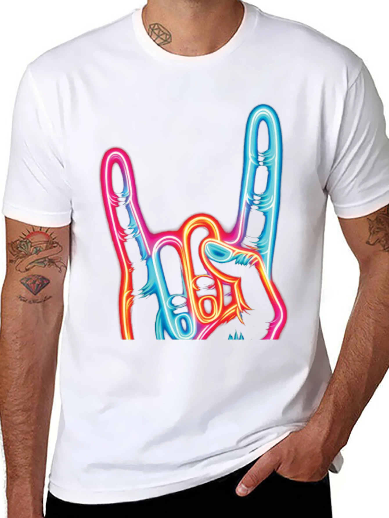 Rock On Neon Graphic T-Shirt
