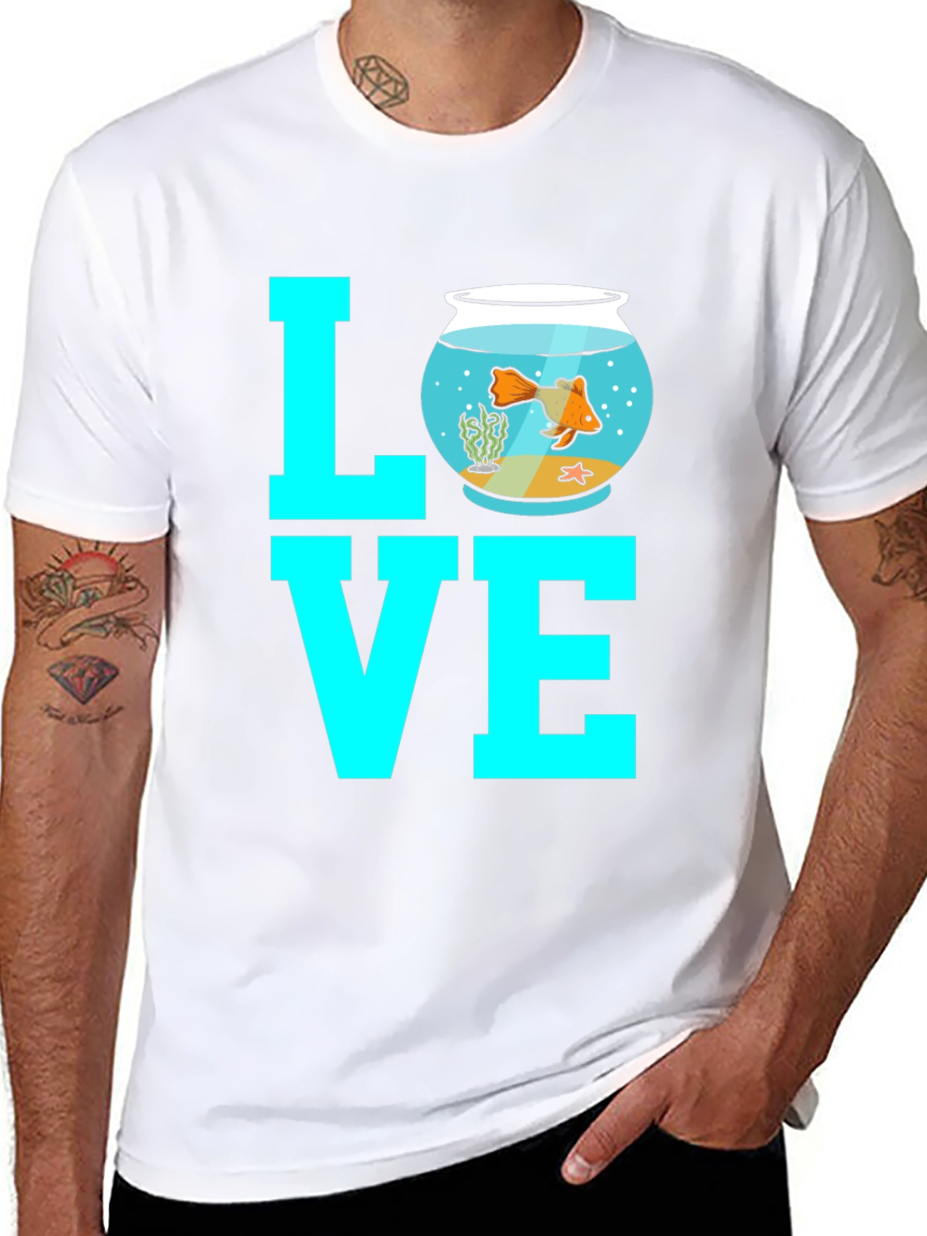 Goldfish Love Graphic Tee - Black Cotton Blend