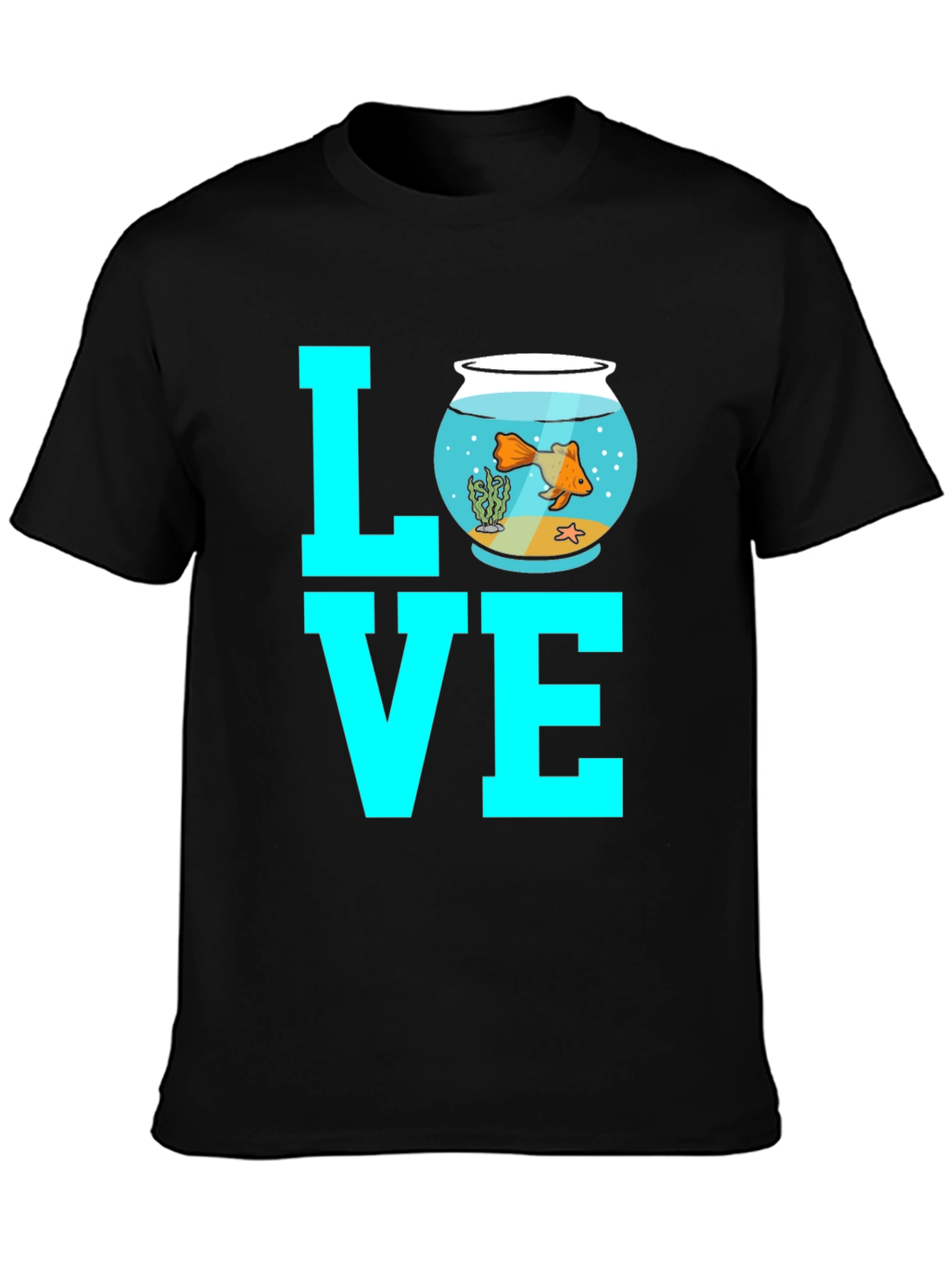 Goldfish Love Graphic Tee - Black Cotton Blend