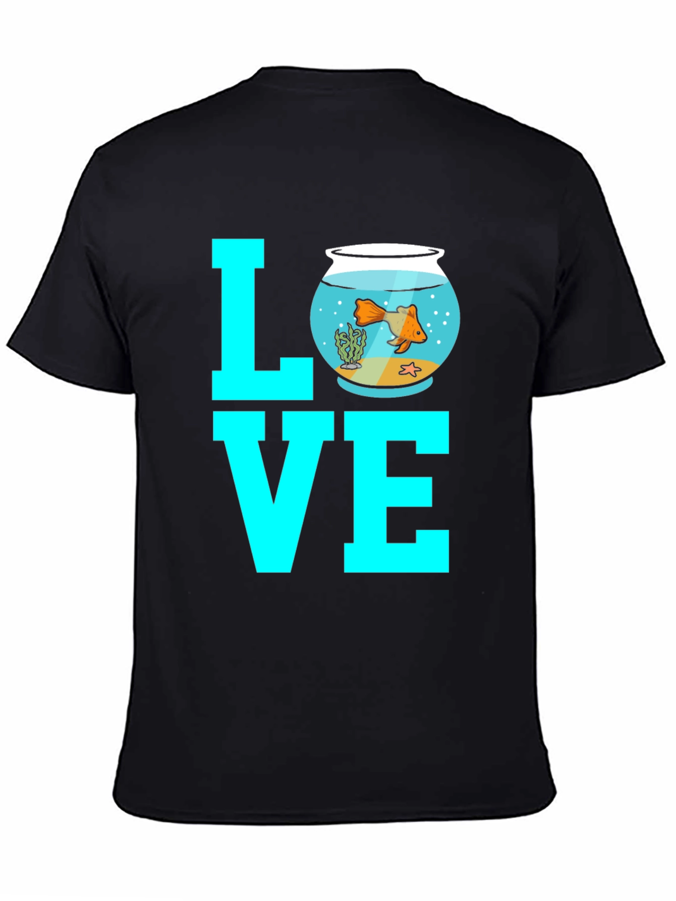 Goldfish Love Graphic Tee - Black Cotton Blend