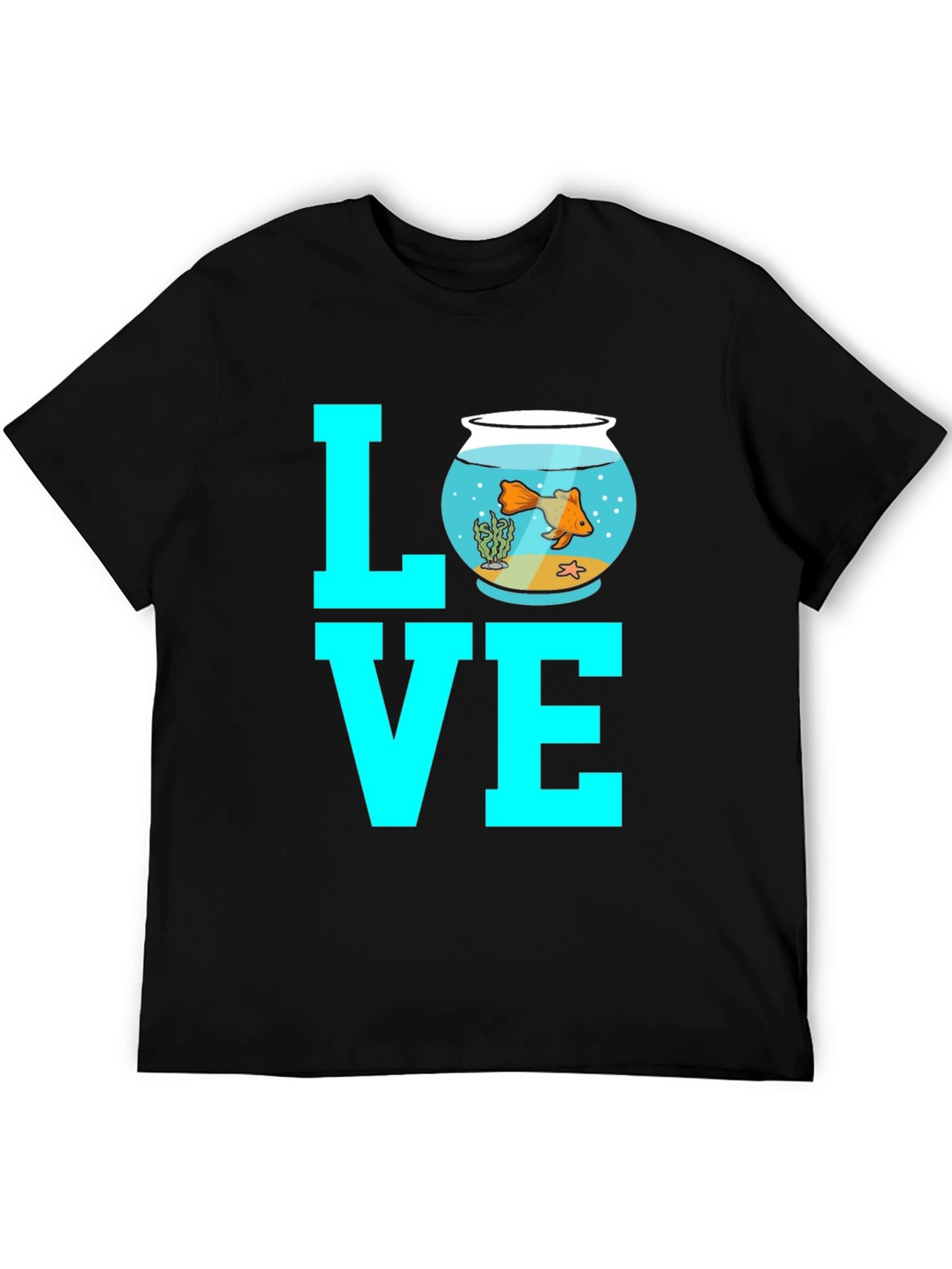 Goldfish Love Graphic Tee - Black Cotton Blend