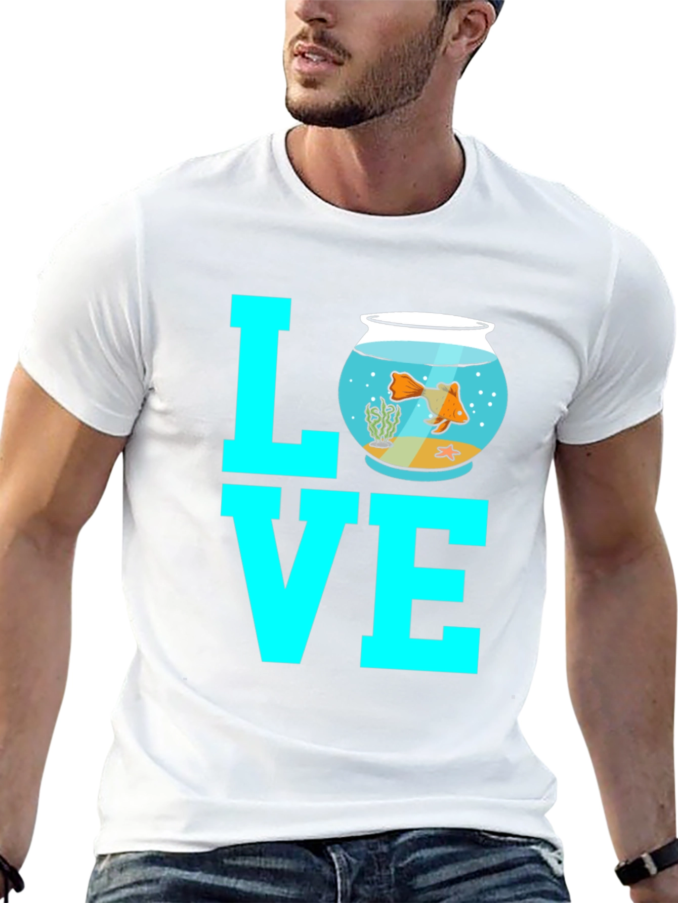 Goldfish Love Graphic Tee - Black Cotton Blend