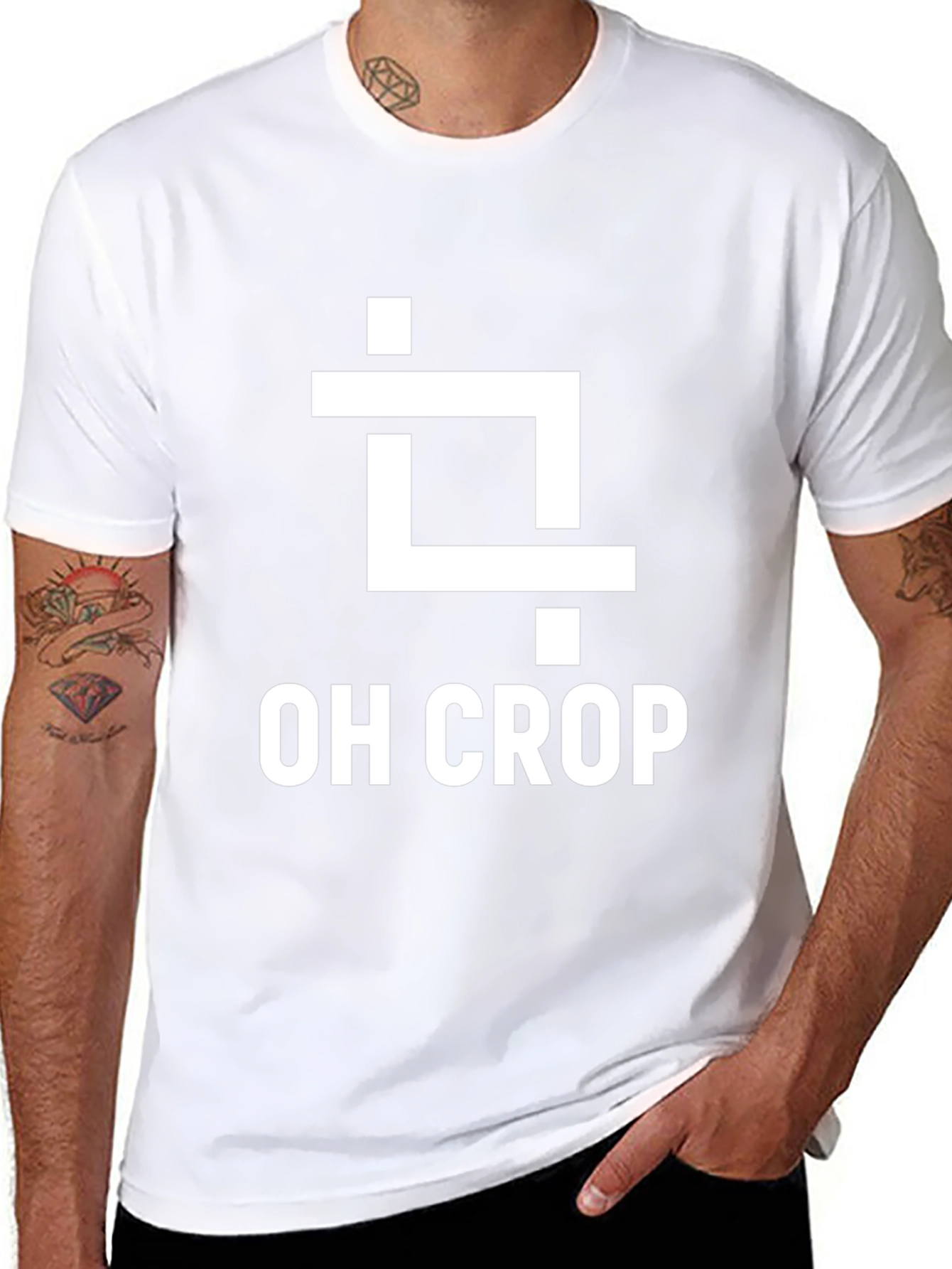 Oh Crop Funny Graphic Tee - Black Cotton T-Shirt
