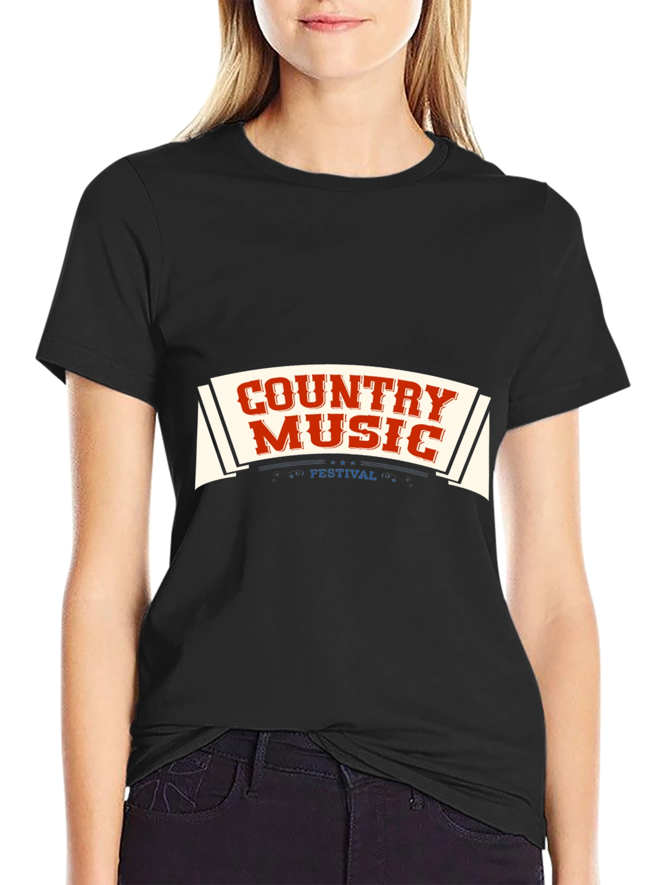 Country Music Festival Graphic T-Shirt - Black