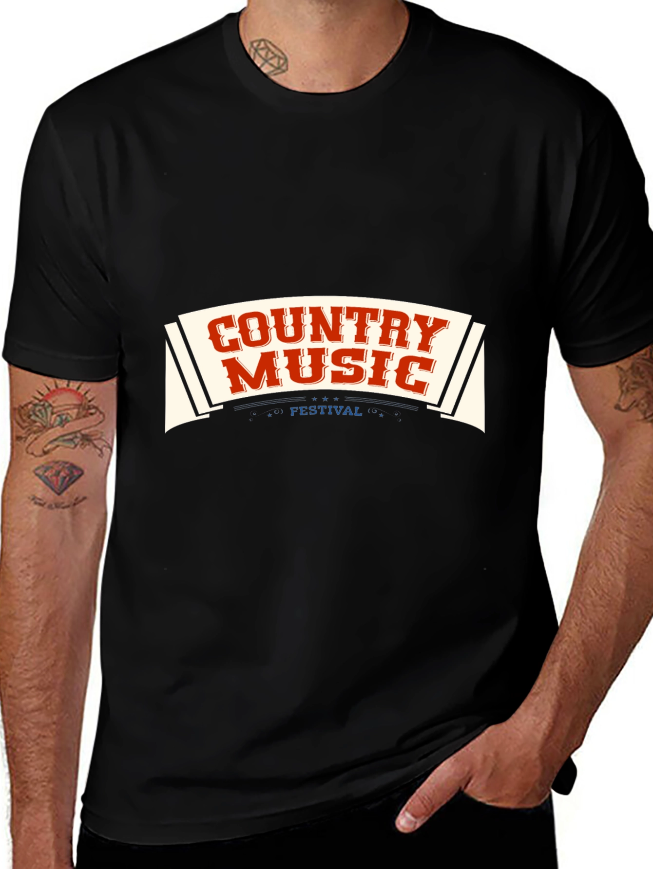 Country Music Festival Graphic T-Shirt - Black