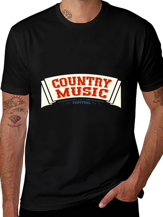 Country Music Festival Graphic T-Shirt - Black