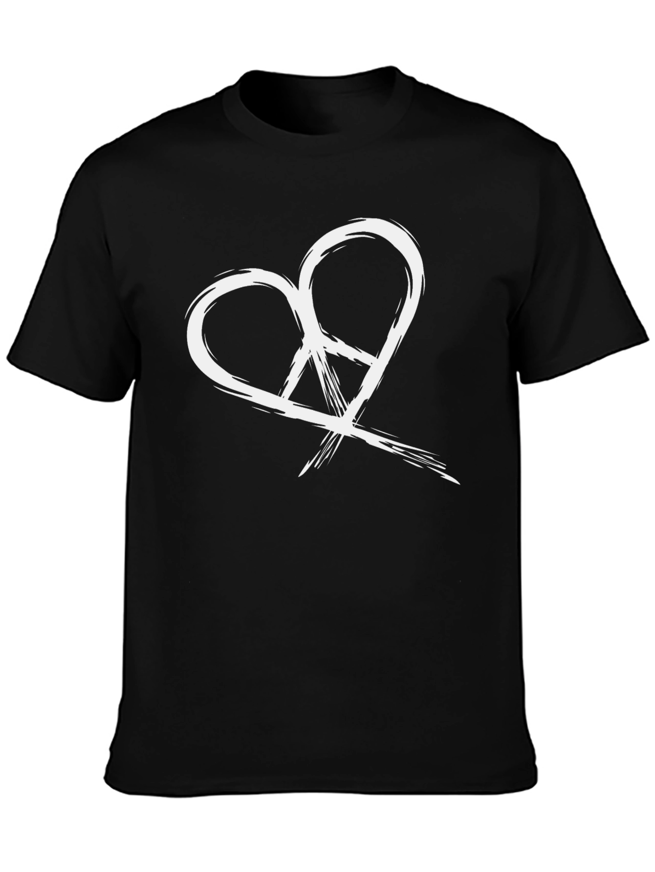 Heart Peace Sign Graphic Tee - Black