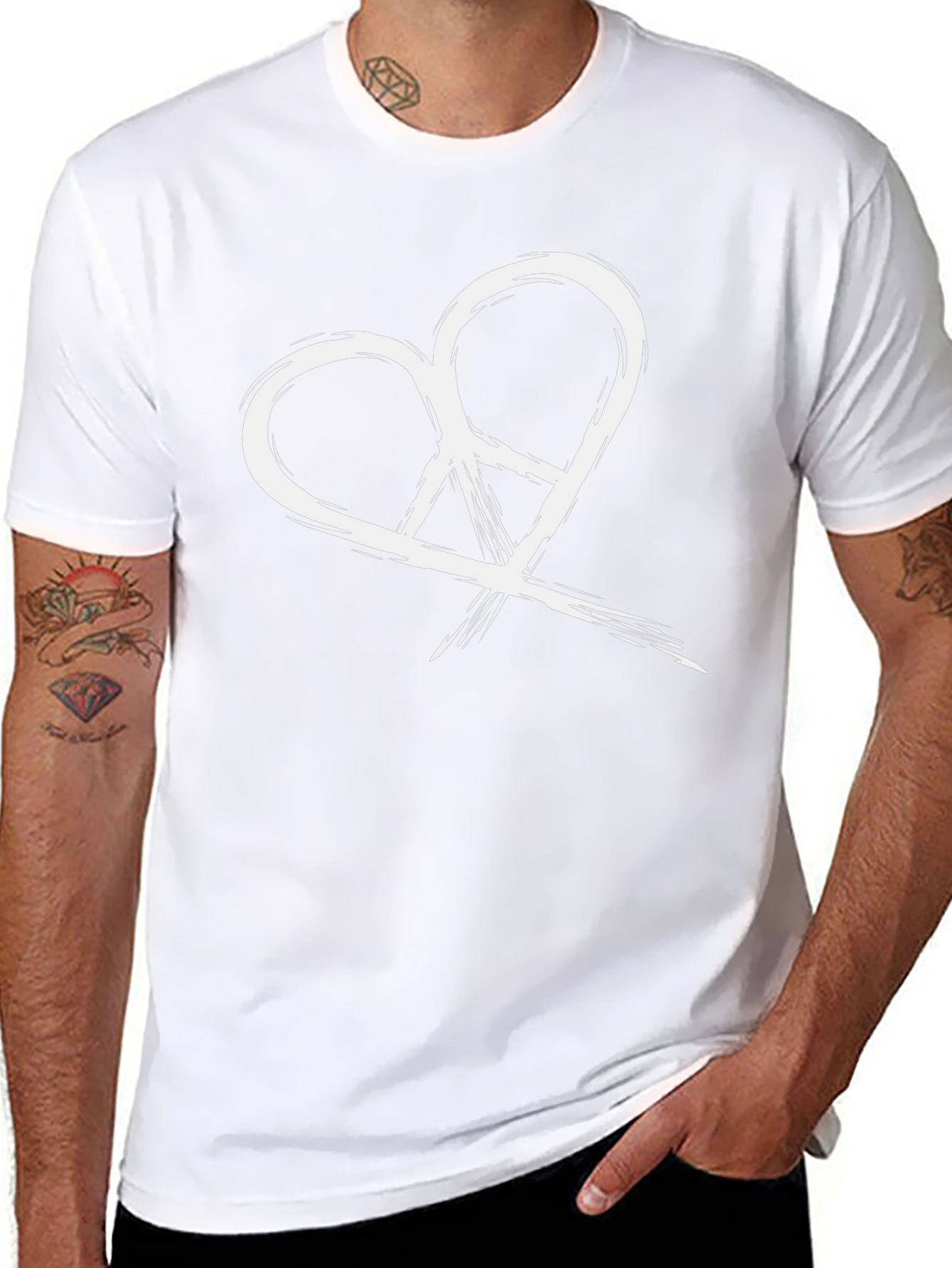 Heart Peace Sign Graphic Tee - Black