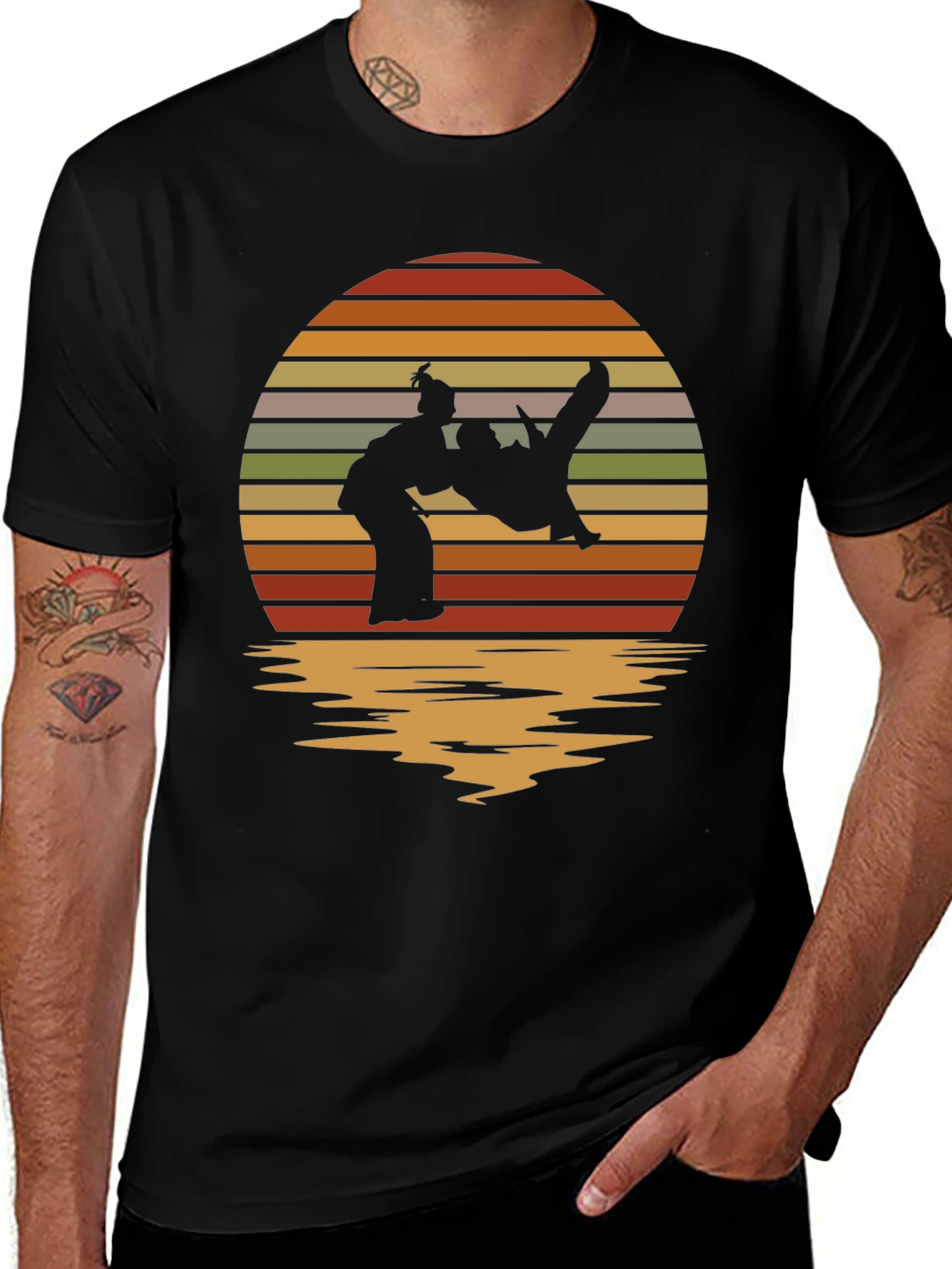 Retro Judo Sunset T-Shirt - Martial Arts Throw Tee