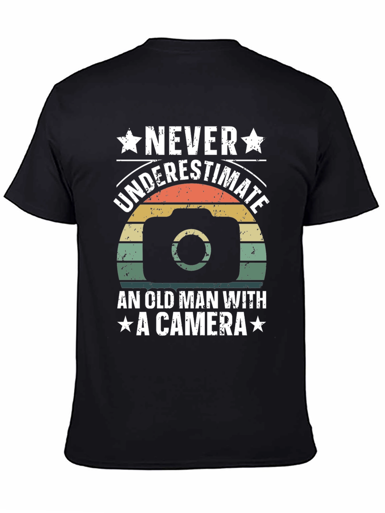 Never Underestimate Old Man Camera T-Shirt