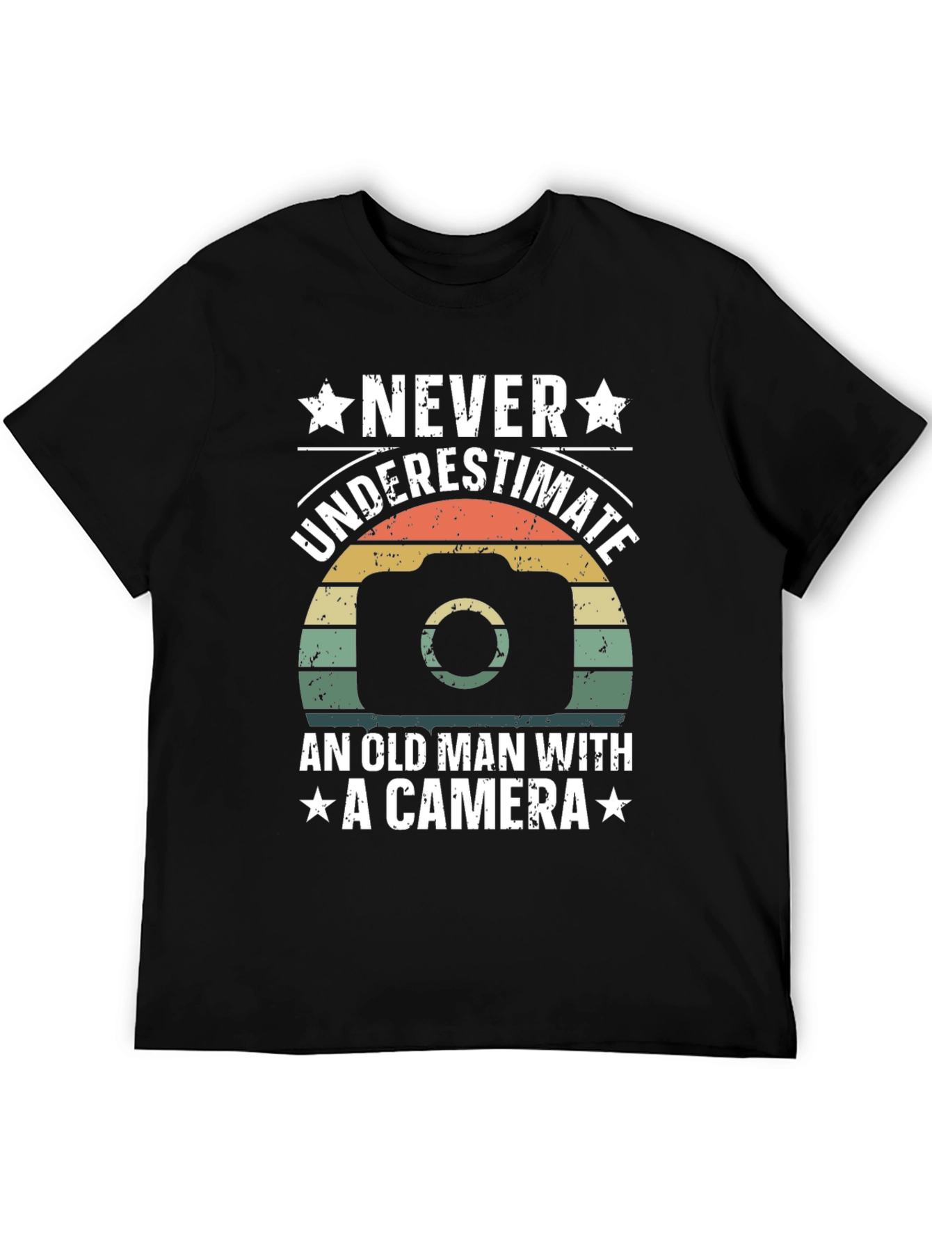 Never Underestimate Old Man Camera T-Shirt
