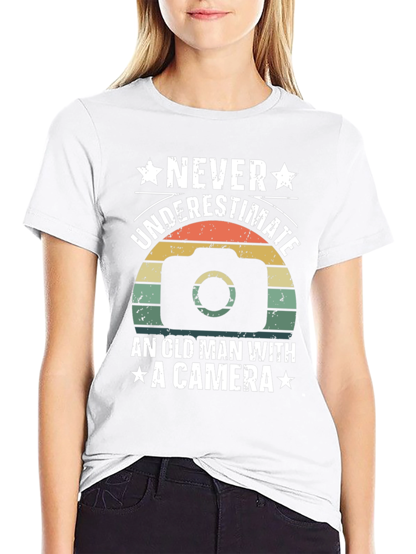 Never Underestimate Old Man Camera T-Shirt