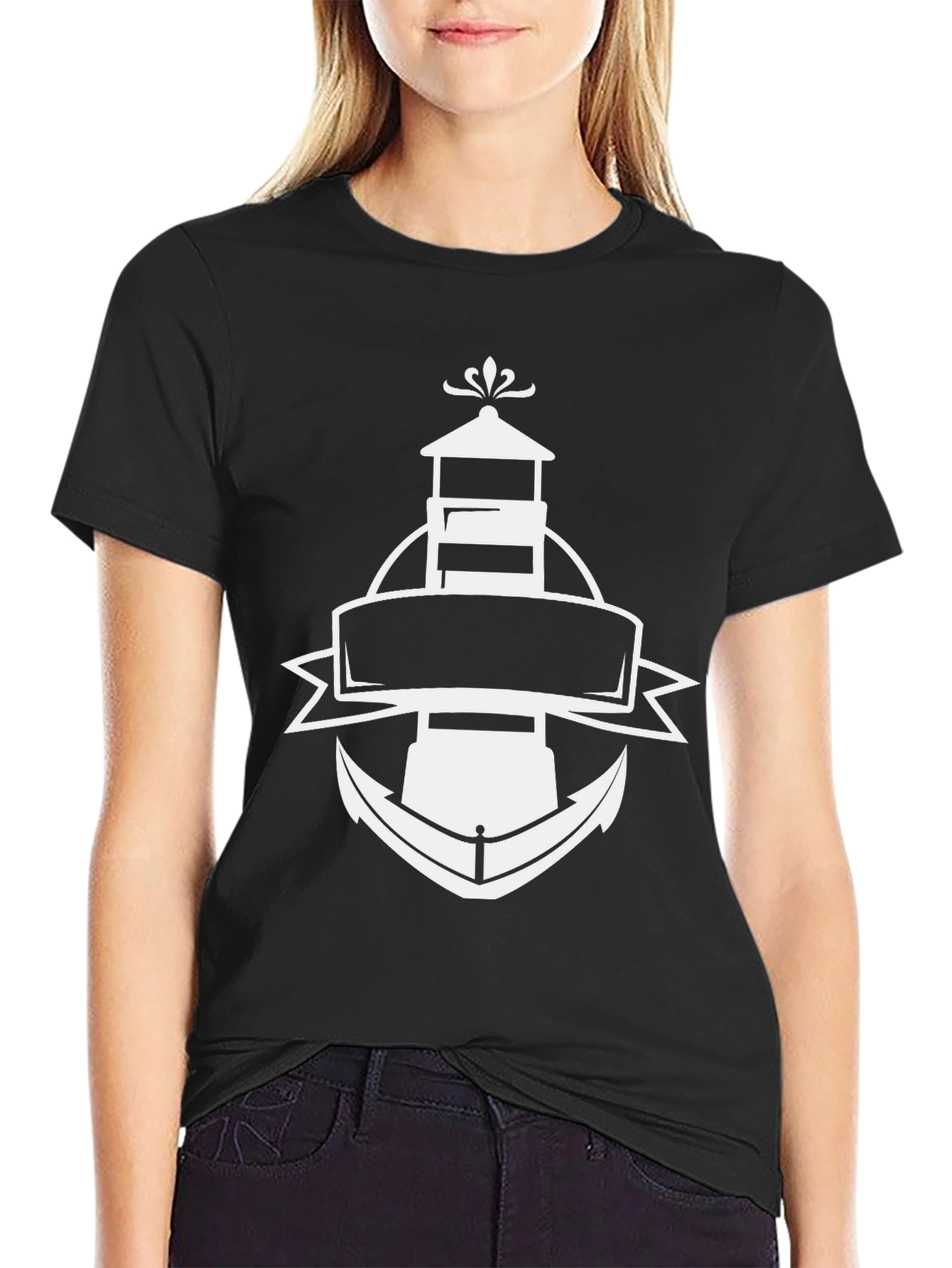 Nautical Lighthouse & Anchor Graphic Tee