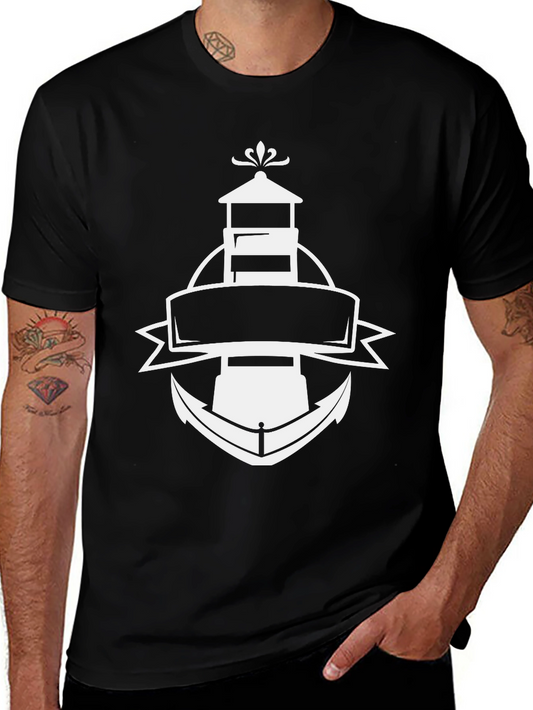 Nautical Lighthouse & Anchor Graphic Tee