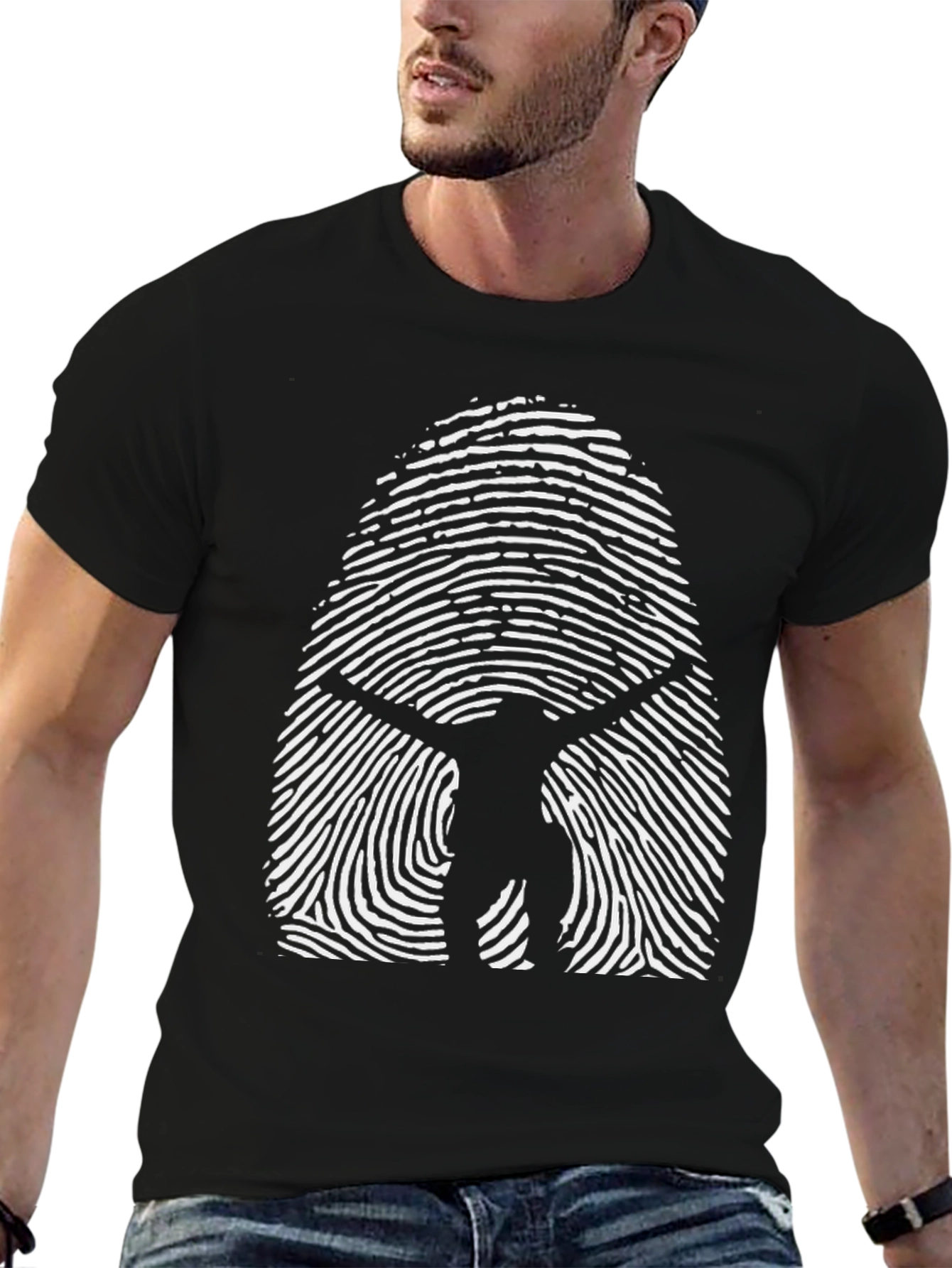 Vitruvian Man Fingerprint T-Shirt