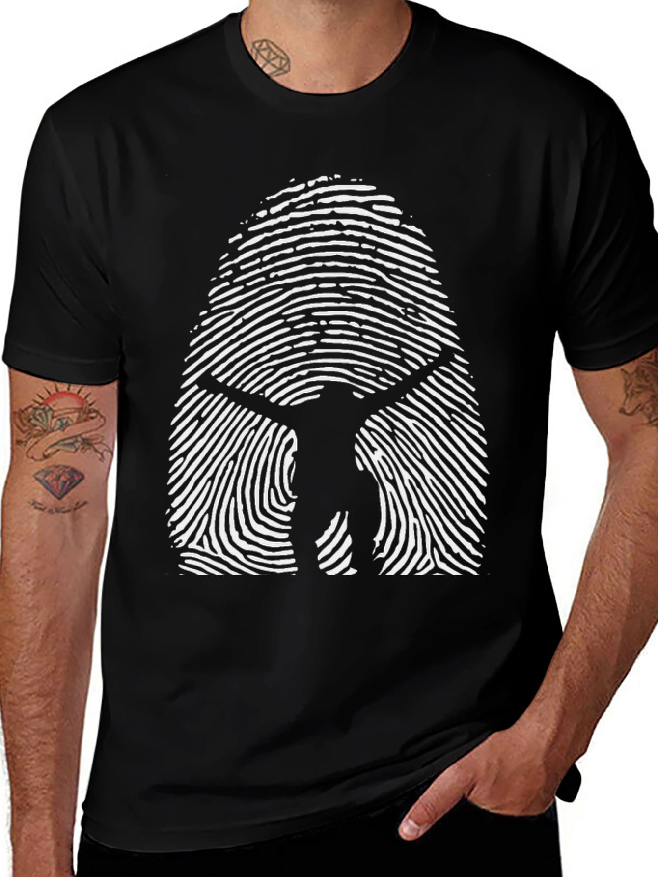 Vitruvian Man Fingerprint T-Shirt
