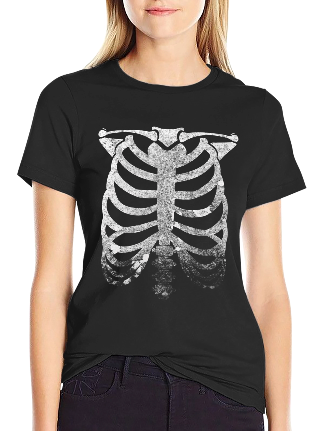 Skeleton Rib Cage Graphic Tee - Halloween Fun