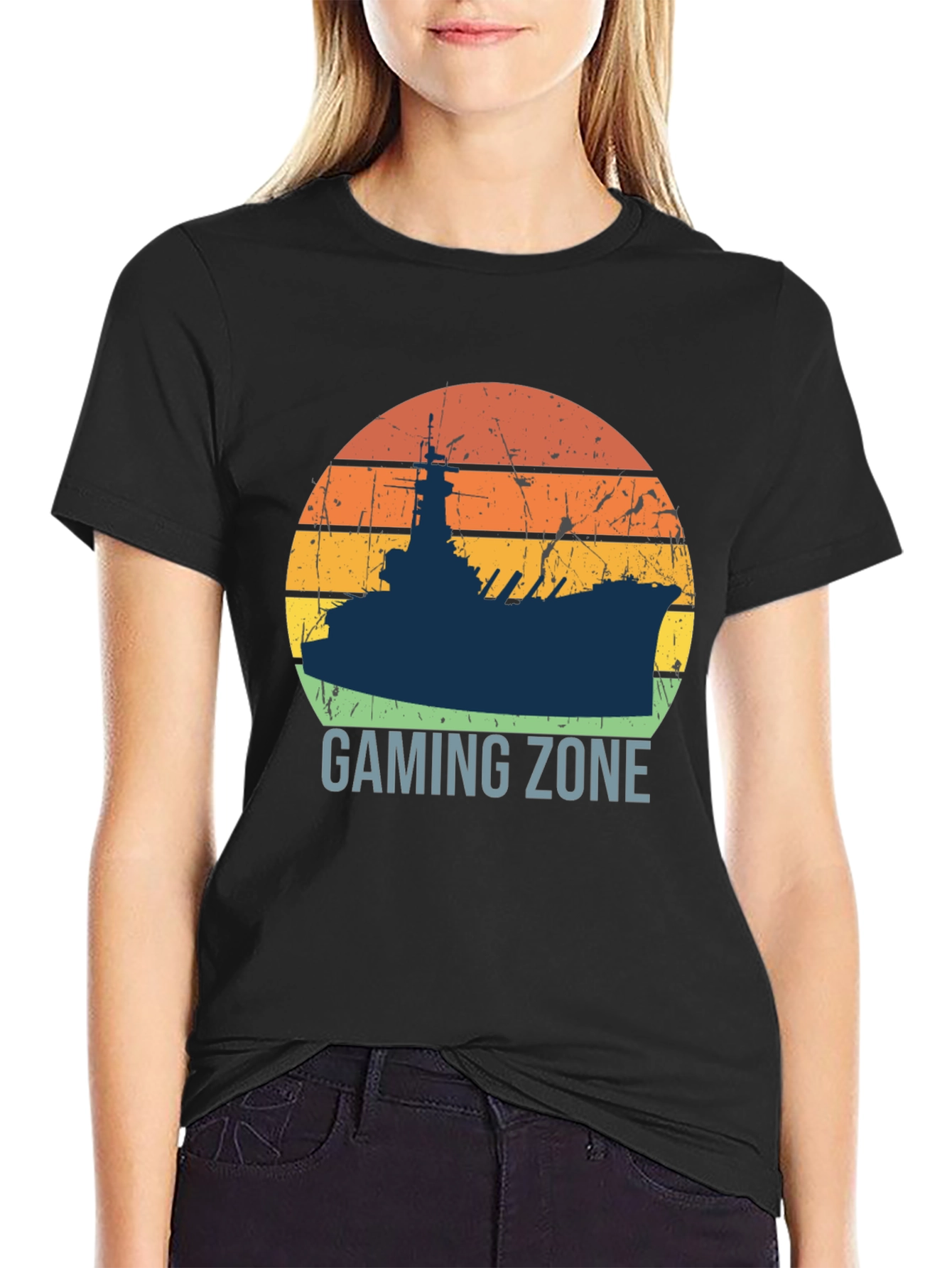 Gaming Zone Battleship Silhouette Mens T-Shirt