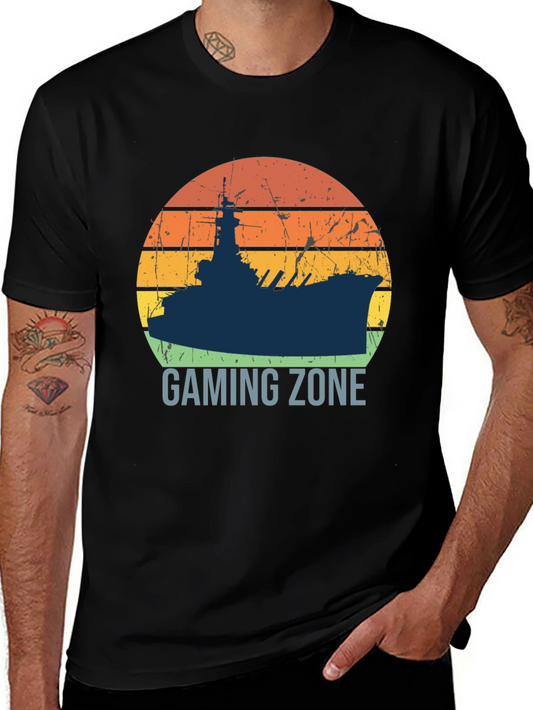 Gaming Zone Battleship Silhouette Mens T-Shirt