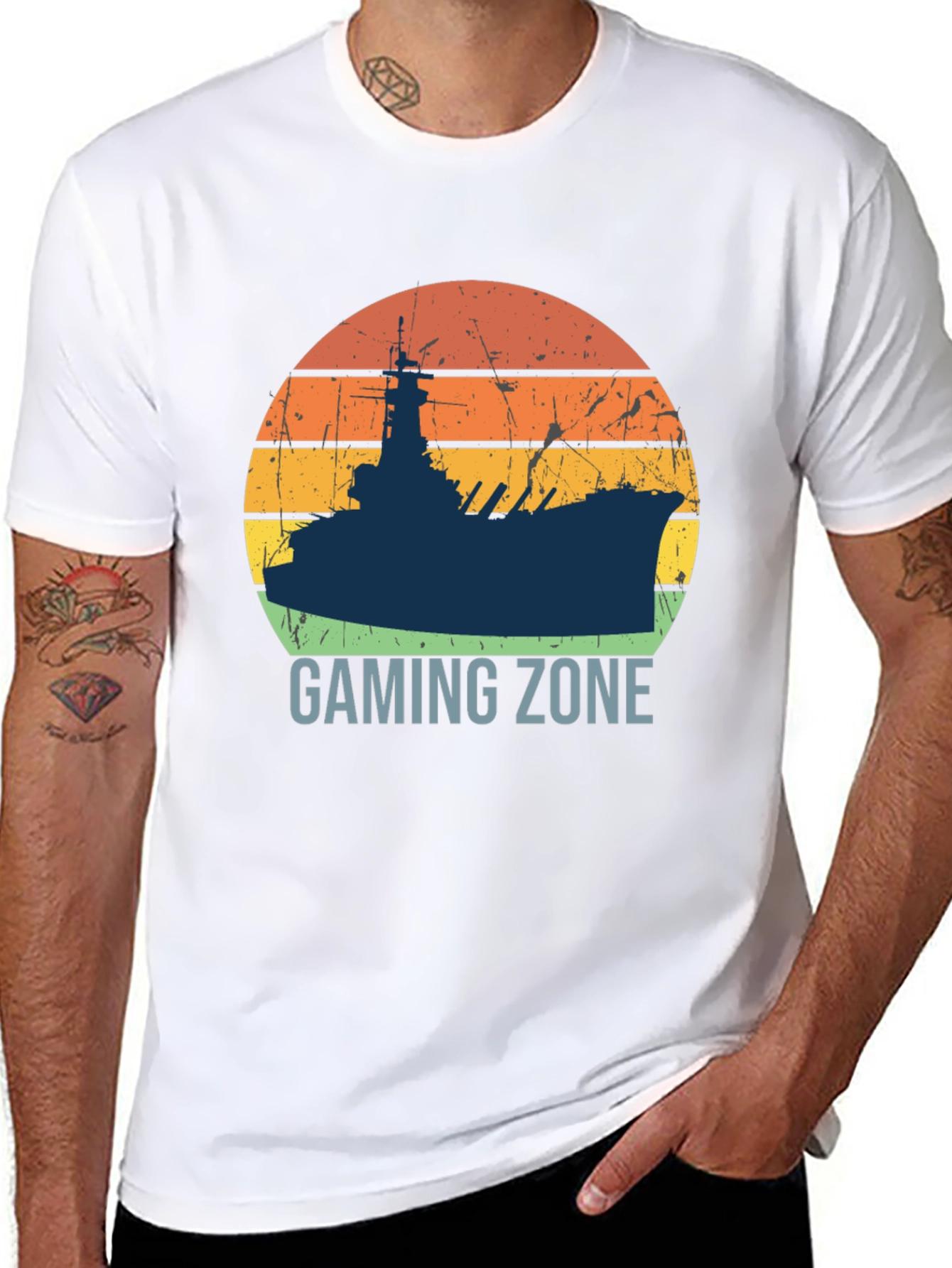 Gaming Zone Battleship Silhouette Mens T-Shirt