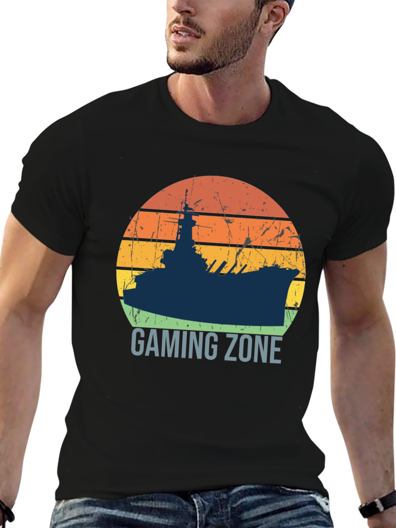 Gaming Zone Battleship Silhouette Mens T-Shirt