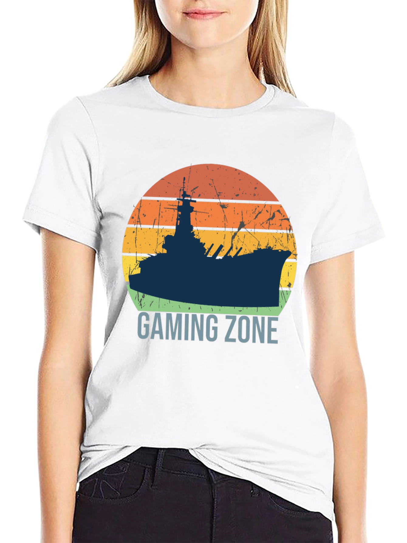 Gaming Zone Battleship Silhouette Mens T-Shirt
