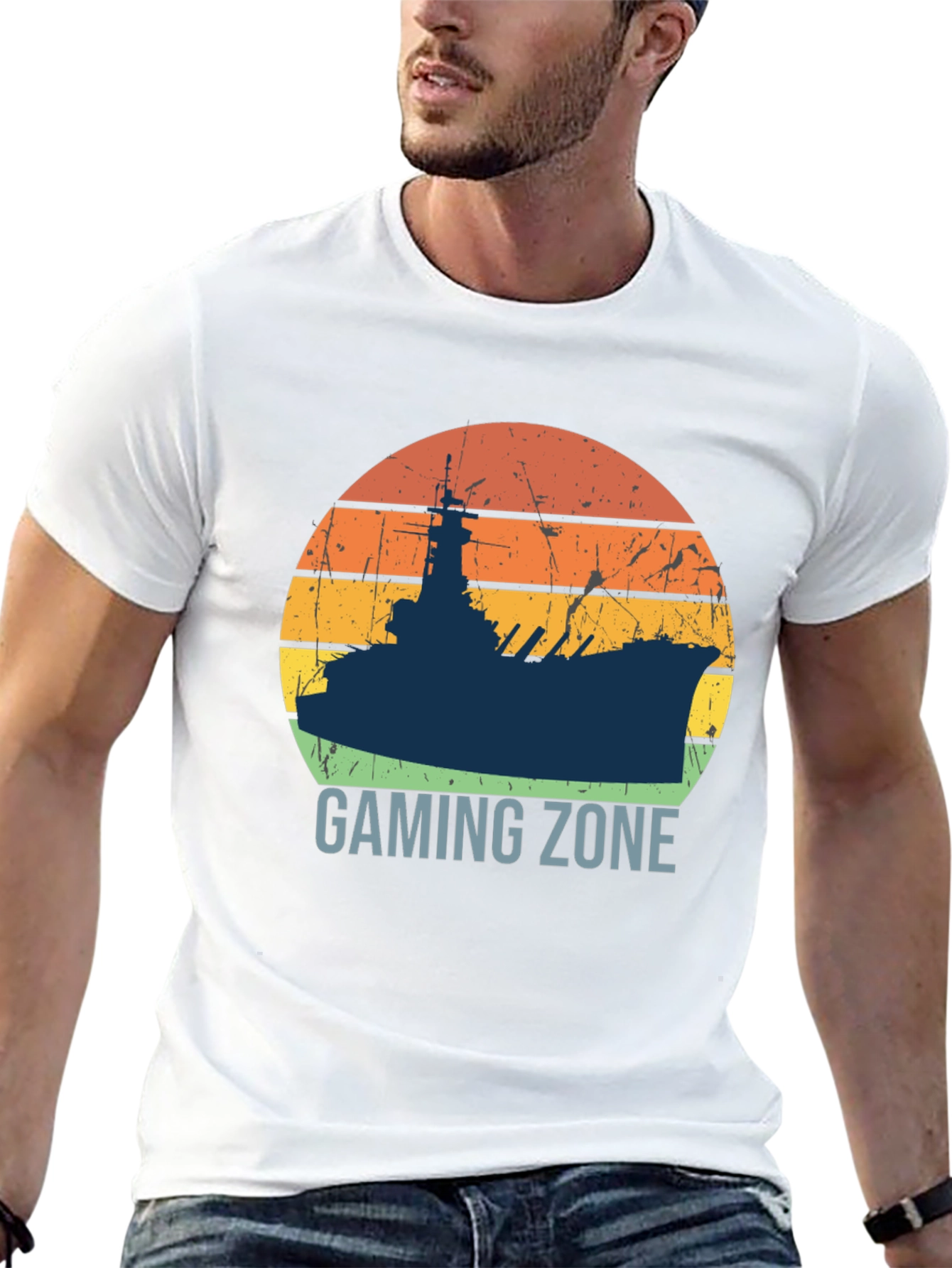 Gaming Zone Battleship Silhouette Mens T-Shirt