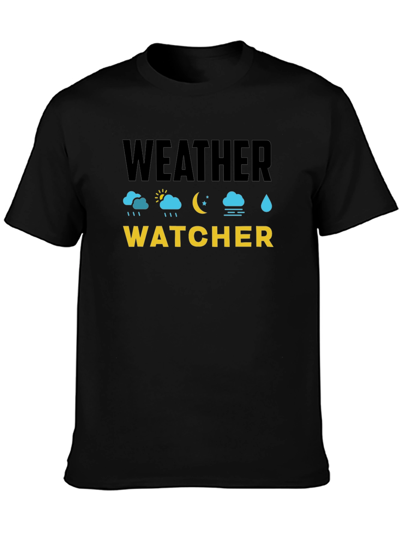 Weather Watcher Black Cotton T-Shirt