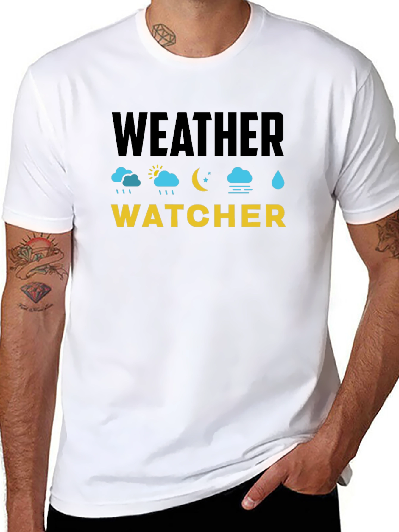 Weather Watcher Black Cotton T-Shirt