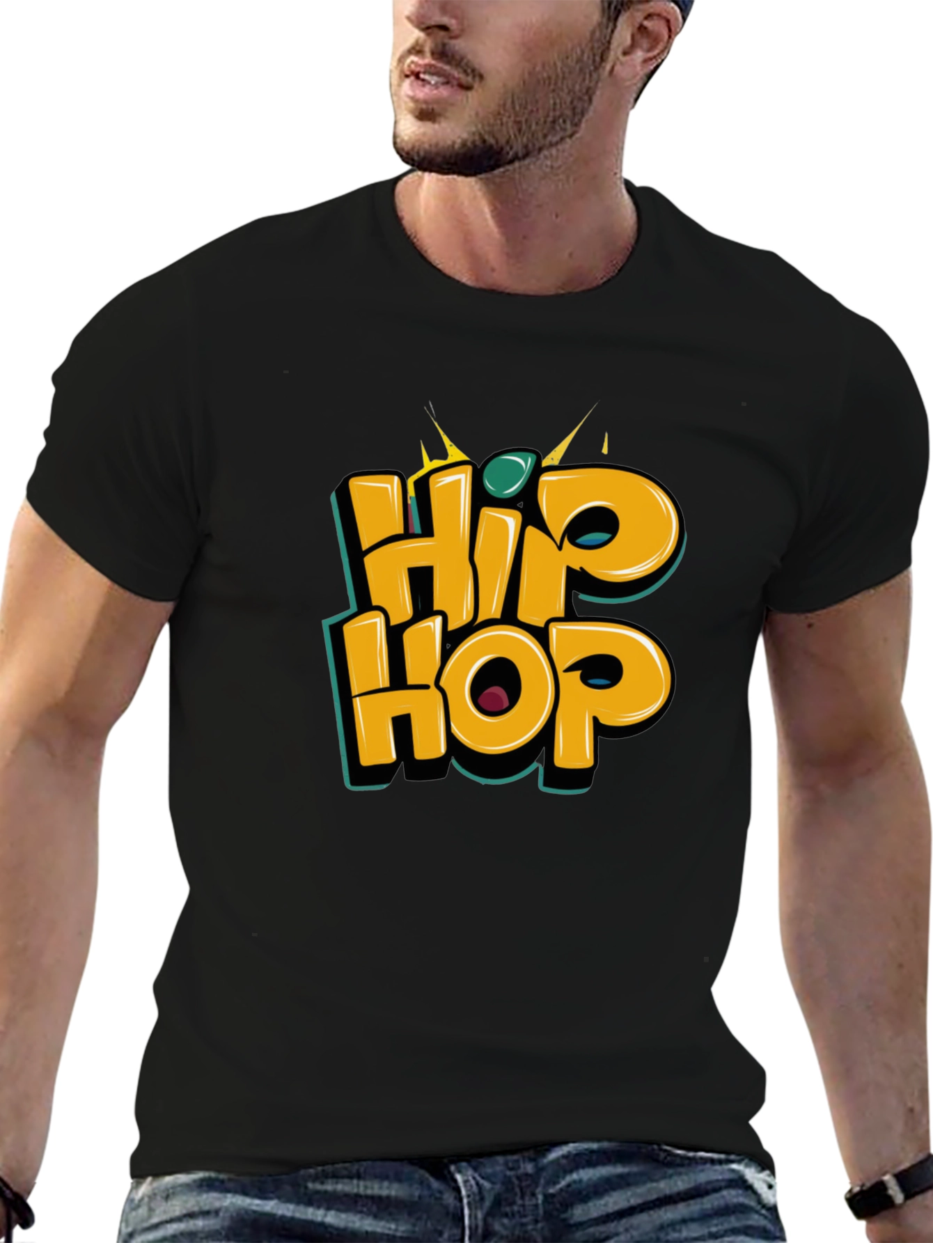 Hip Hop Graphic Tee - Stylish Black T-Shirt