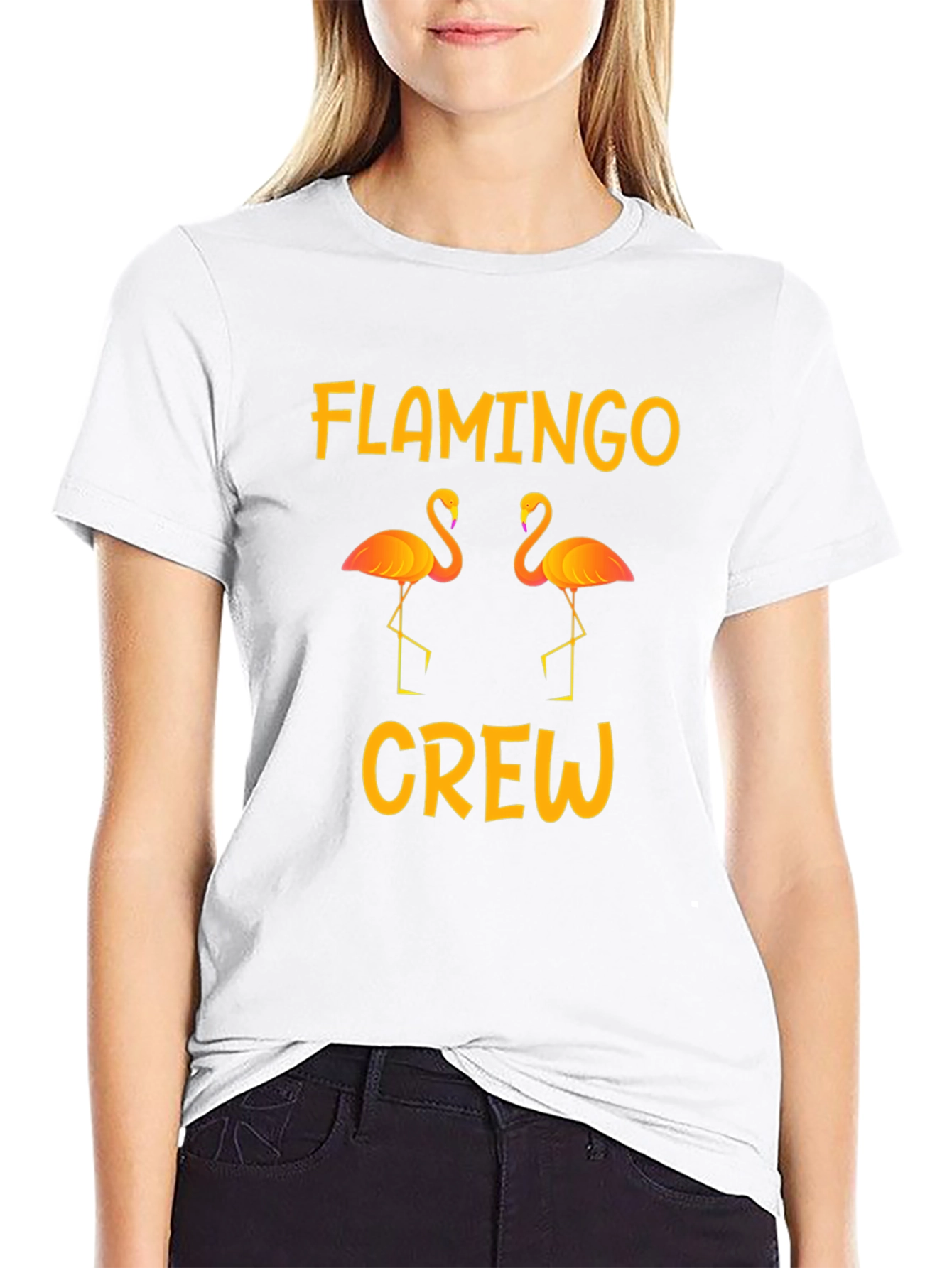 Flamingo Crew Graphic Tee - Tropical Summer Vibes