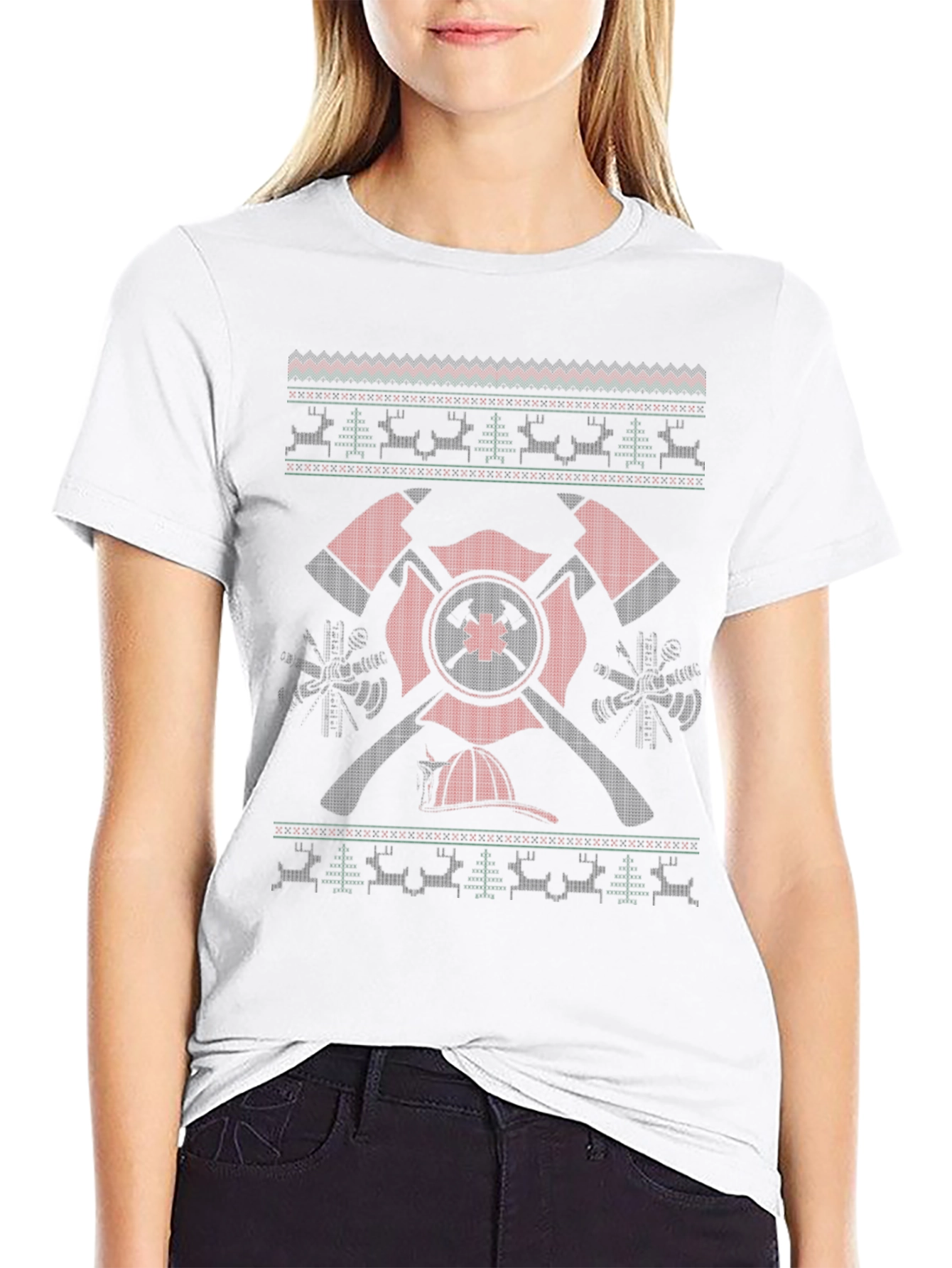 Firefighter Holiday T-Shirt with Axe Design