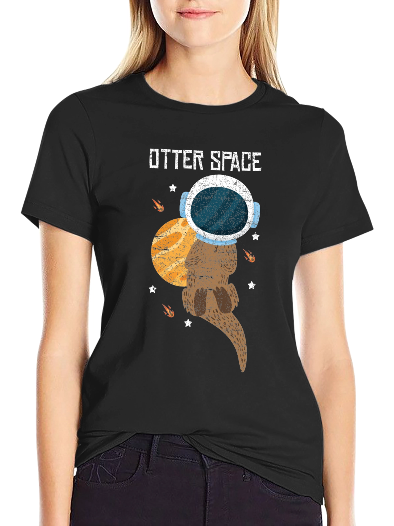 Otter Space T-Shirt - Astronaut Otter in Space