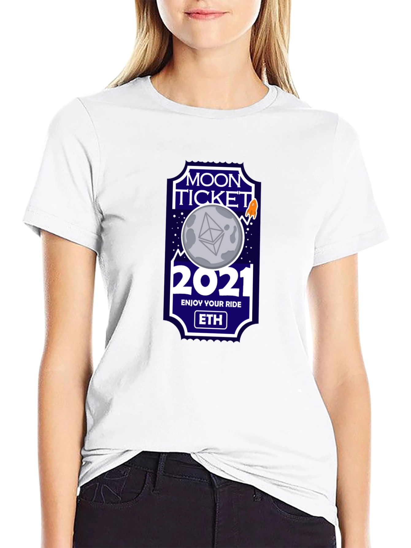 Ethereum Moon Ticket 2021 Black T-Shirt