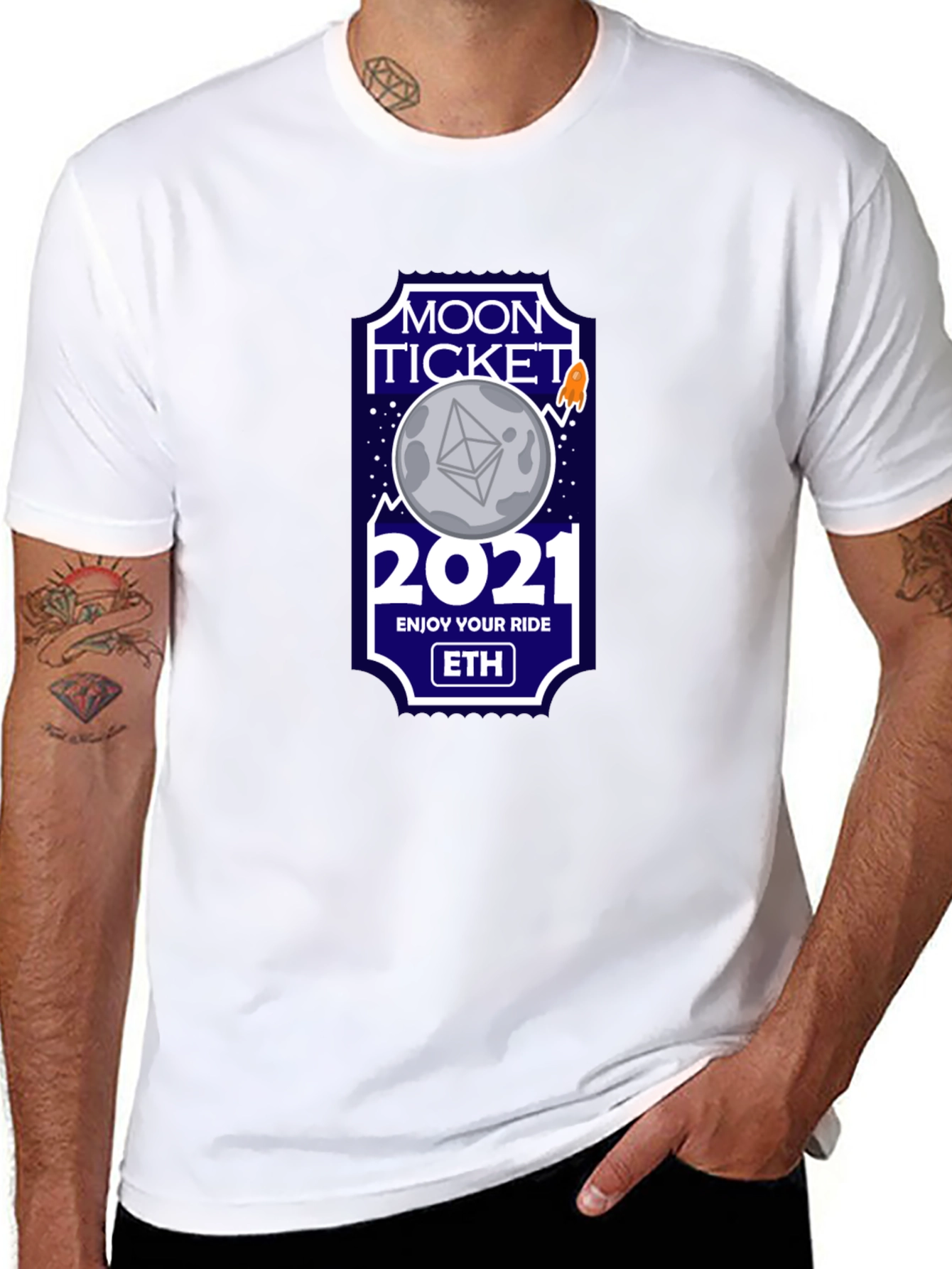 Ethereum Moon Ticket 2021 Black T-Shirt