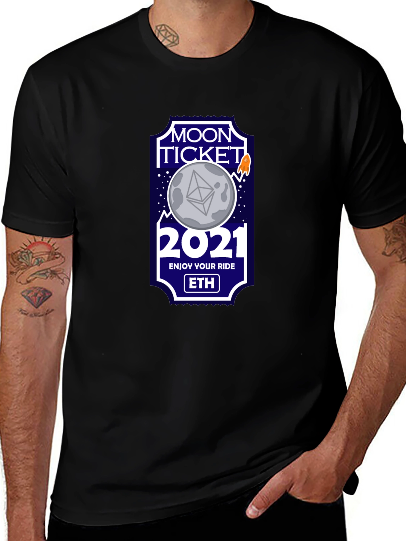 Ethereum Moon Ticket 2021 Black T-Shirt