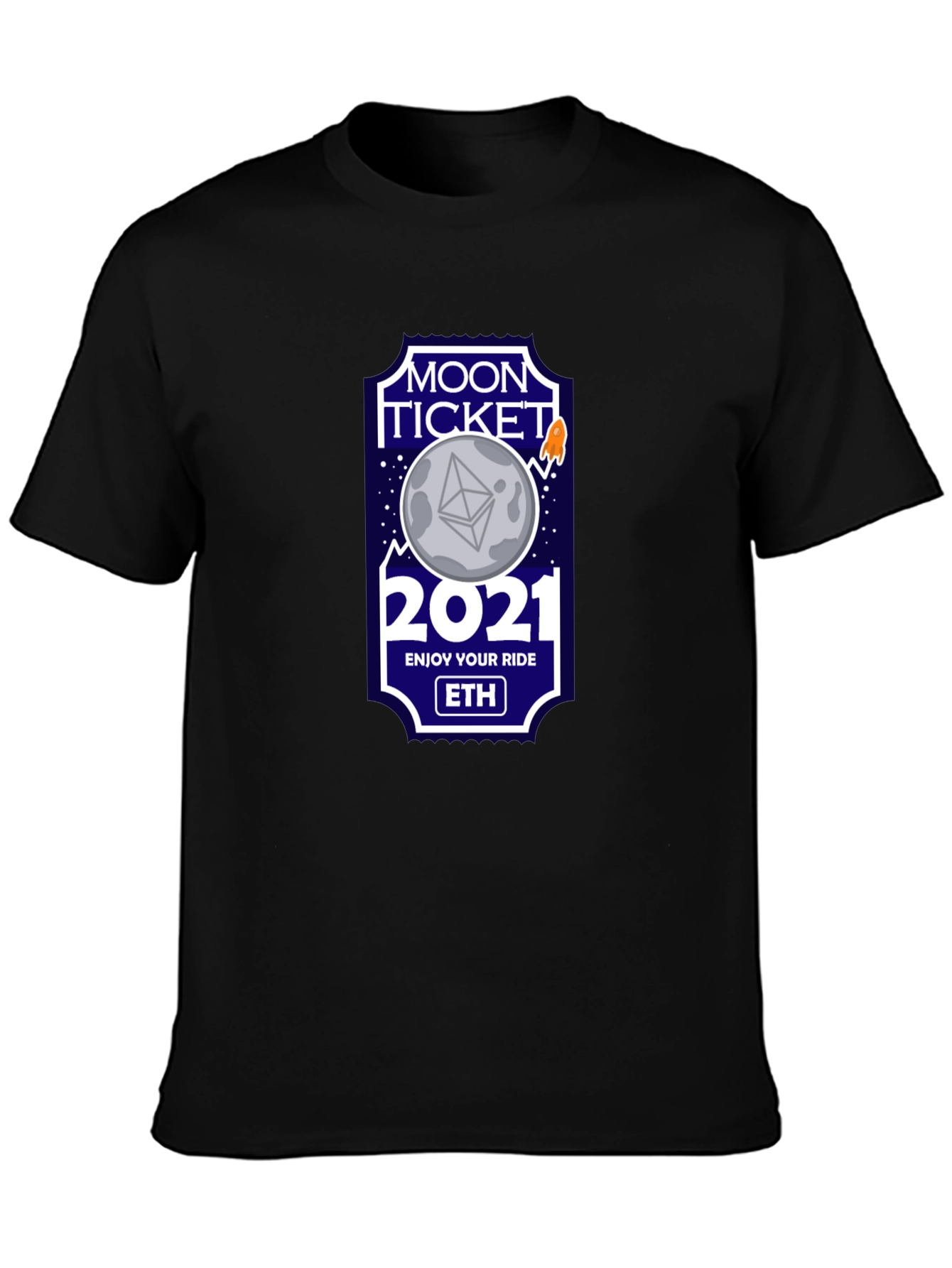 Ethereum Moon Ticket 2021 Black T-Shirt