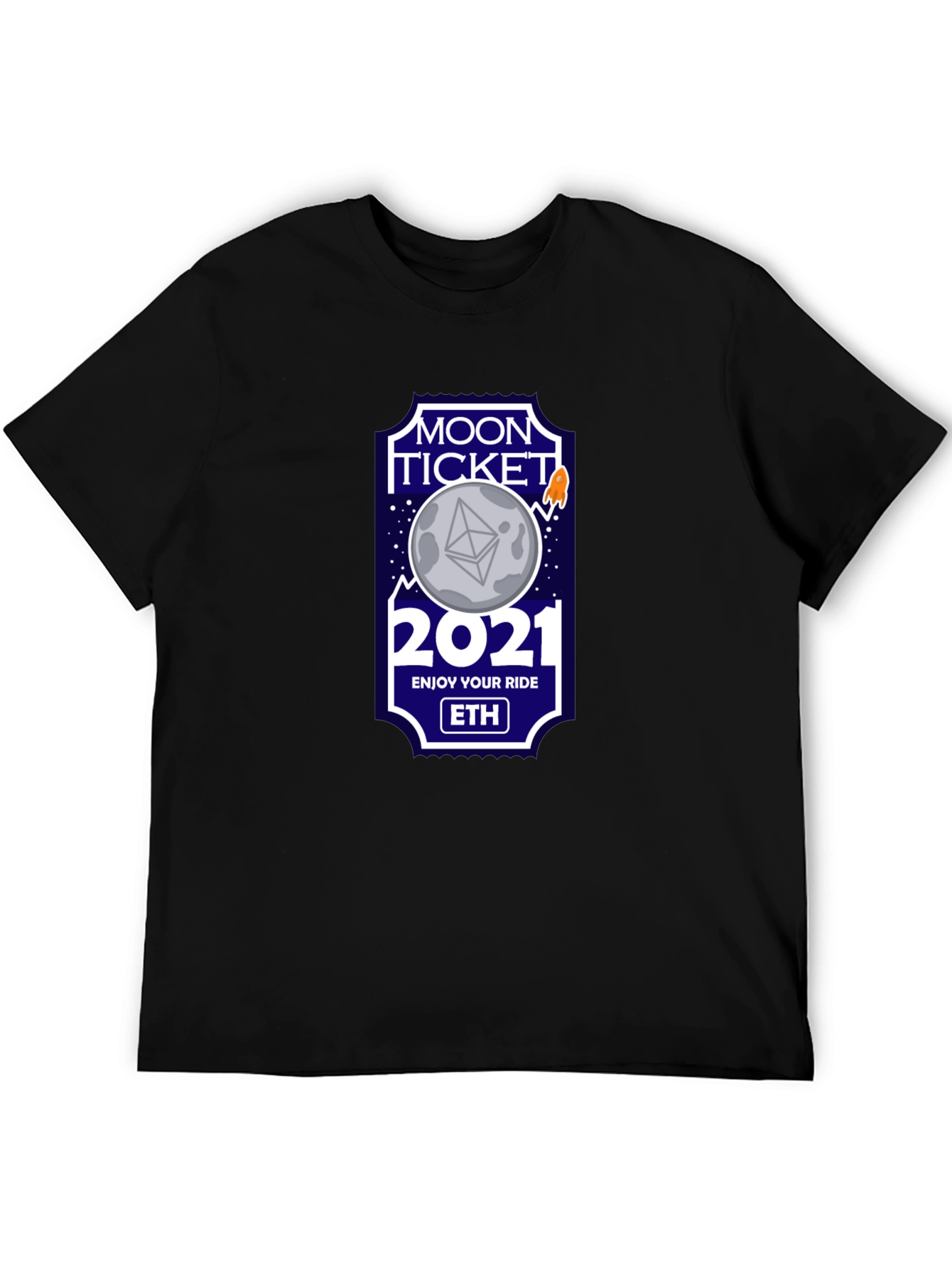 Ethereum Moon Ticket 2021 Black T-Shirt