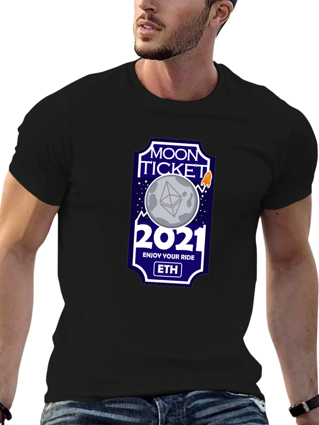 Ethereum Moon Ticket 2021 Black T-Shirt