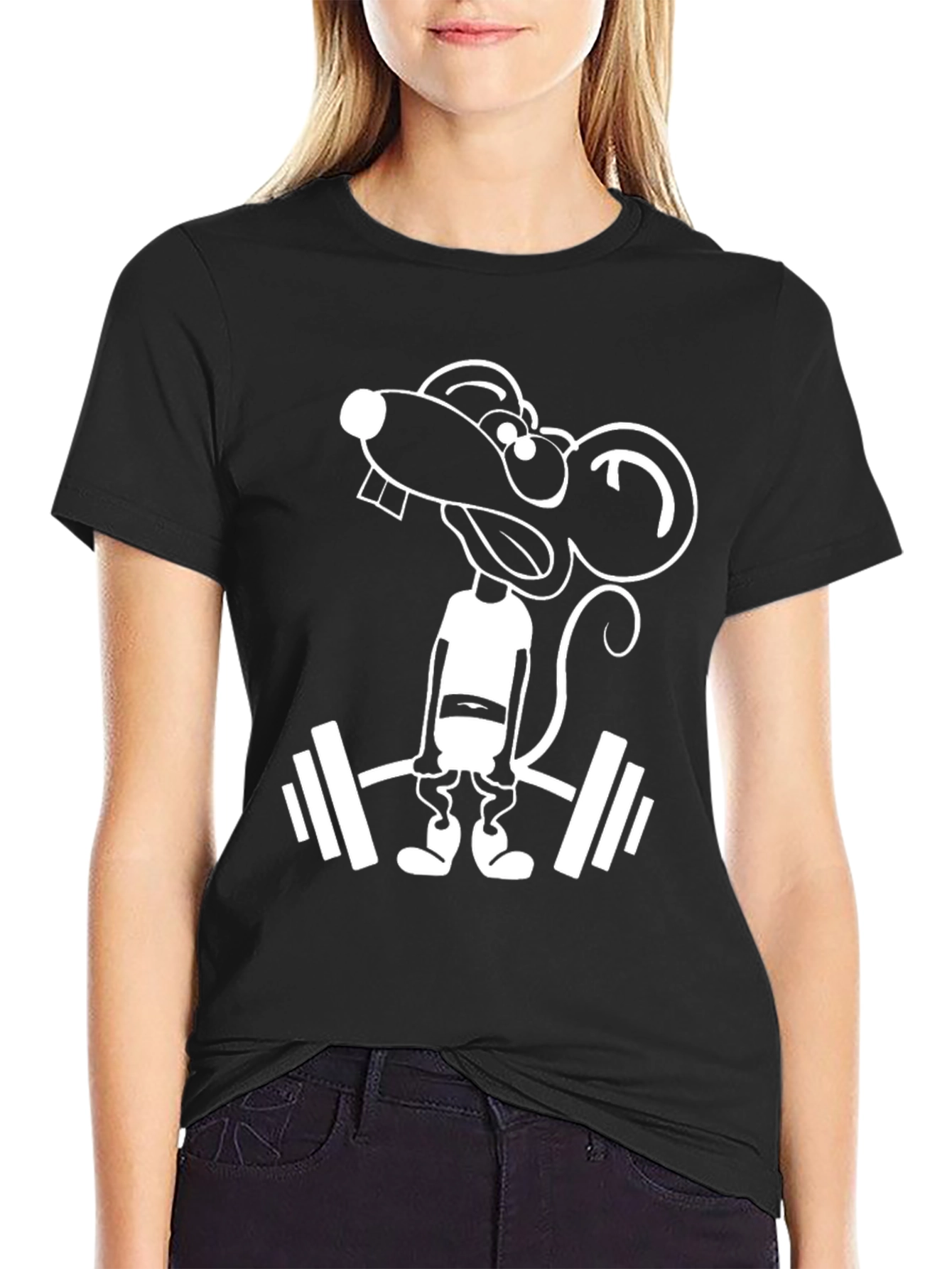 Funny Lifting Mouse Graphic T-Shirt