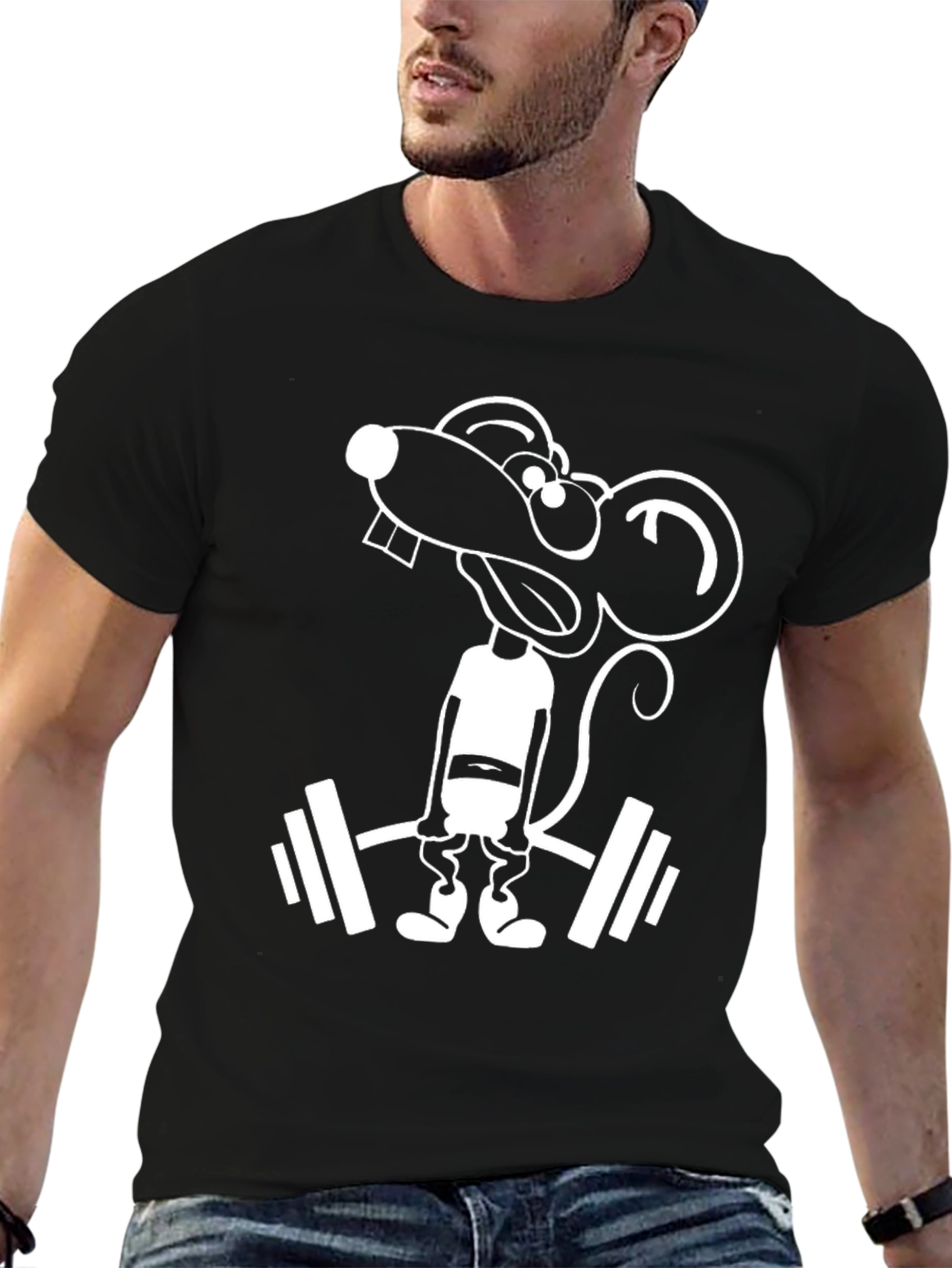 Funny Lifting Mouse Graphic T-Shirt