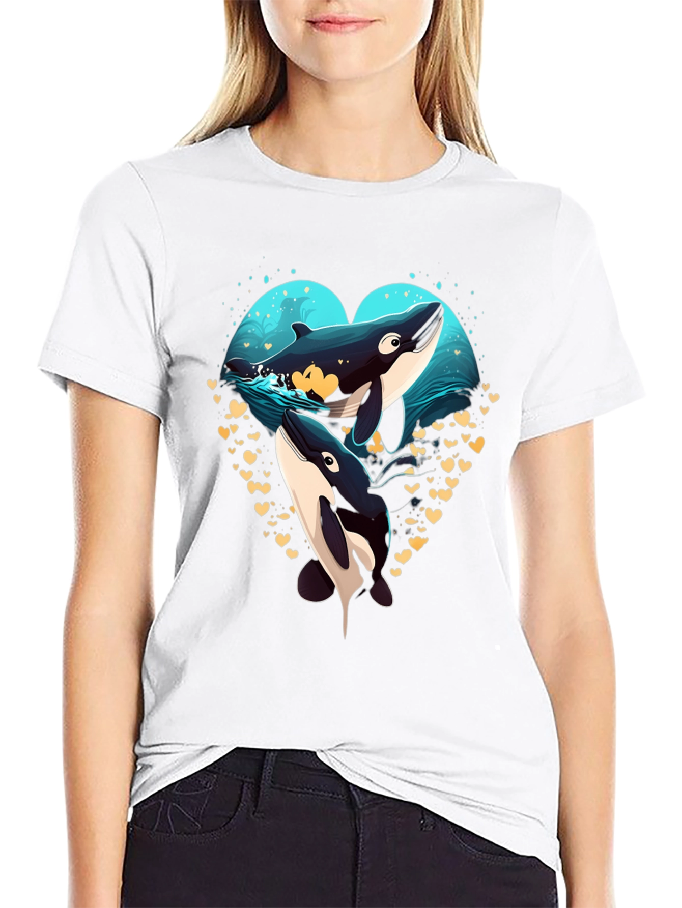 Orca Love Heart T-Shirt - Ocean Wildlife Tee